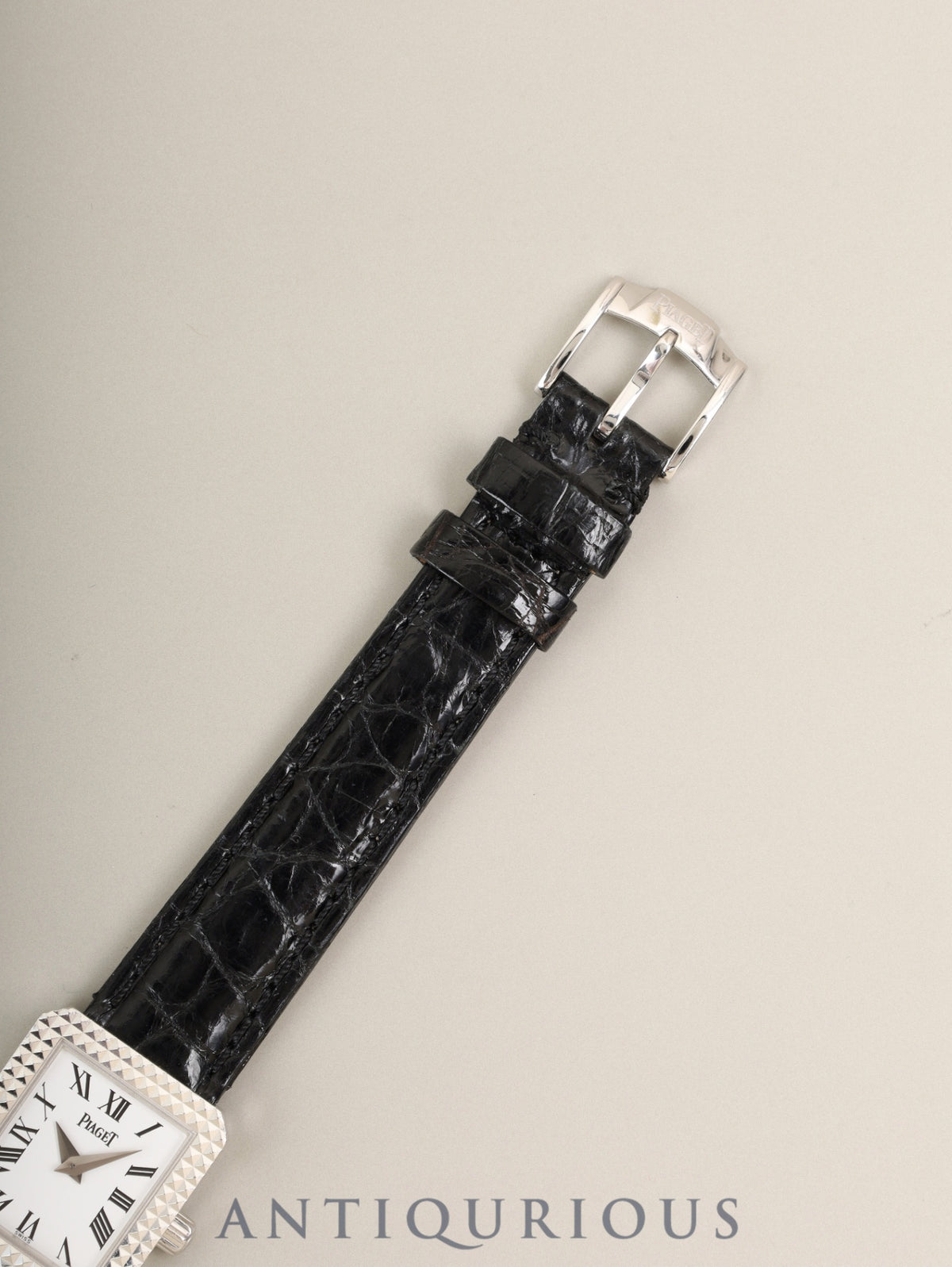 ピアジェ スクエア 85152  クォーツ Cal.- 750WG 革 純正ピンバックル（750WG）  ホワイトローマン文字盤（SWISS表記） オーバーホール済み