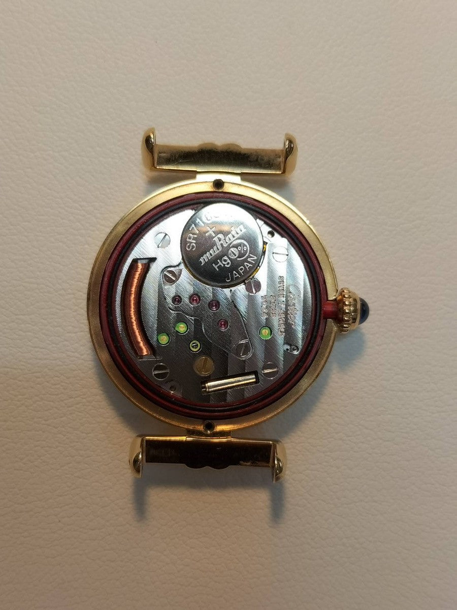 カルティエ マストコリゼ W1009954 / 1902 クォーツ Cal.90.06 SV925 革 純正Dバックル（GP） ホワイト飛びローマン文字盤 箱 冊子 保証書（1996年）オーバーホール済み