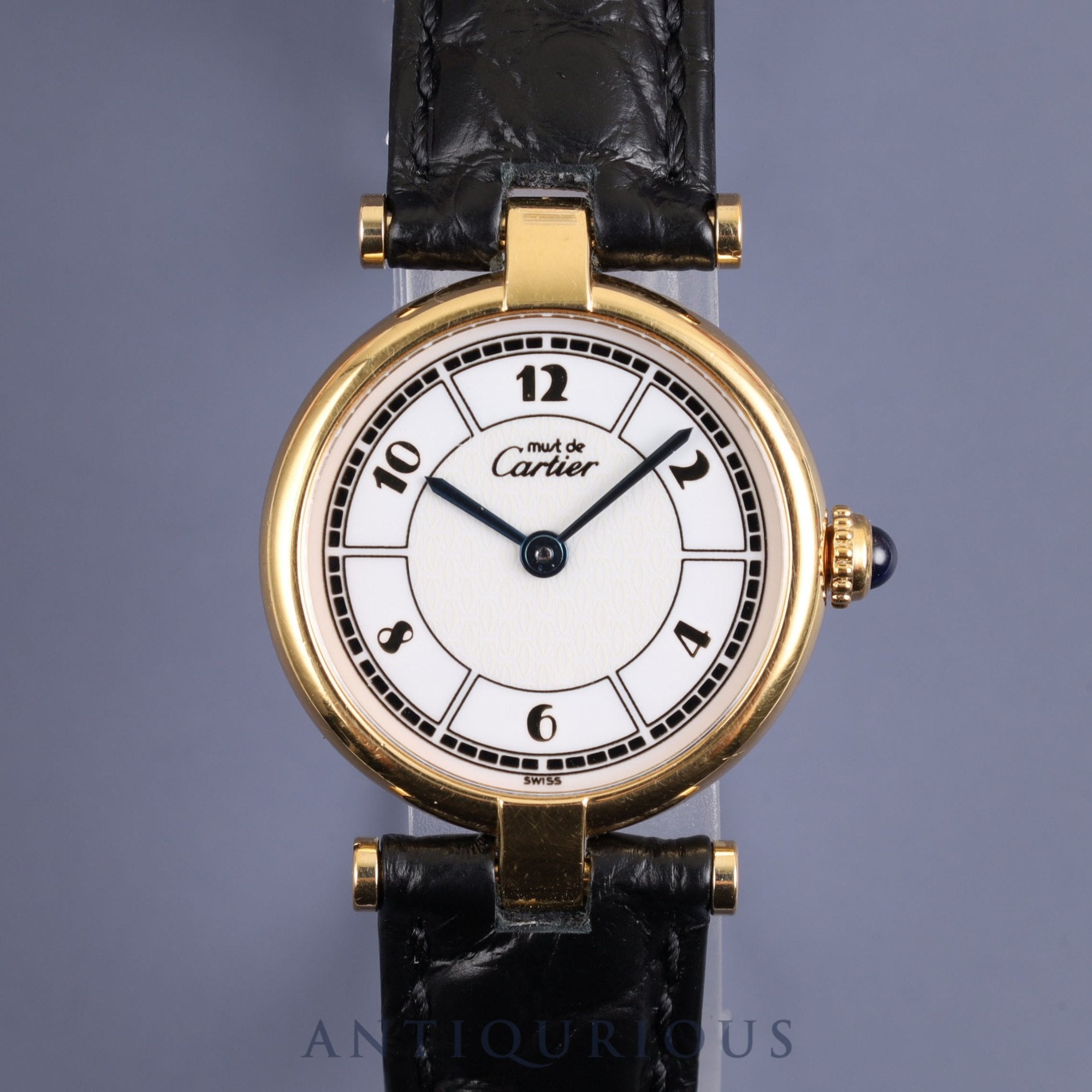 Cartier Must VLC Vendome SM W1009854 / 1851 Quartz SV925 Leather Genuine D Buckle (GP) Arabic CC Dial Mid 1980s to 1994 Box Overhauled