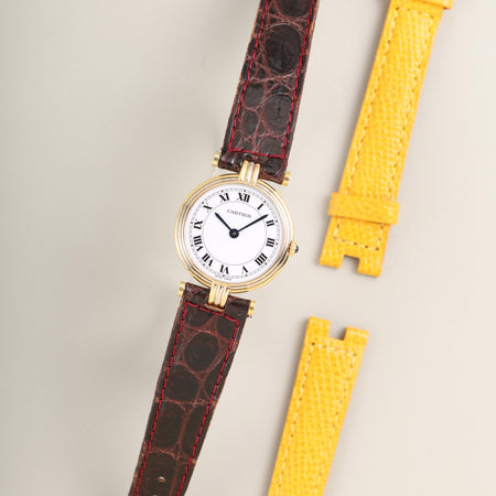 カルティエ ヴァンドーム トリニティ VLC SM 81004 クォーツ Cal.690 750 純正革ベルト 純正尾錠（GP） ホワイトローマン文字盤 純正ベルト （未使用品）オーバーホール済み