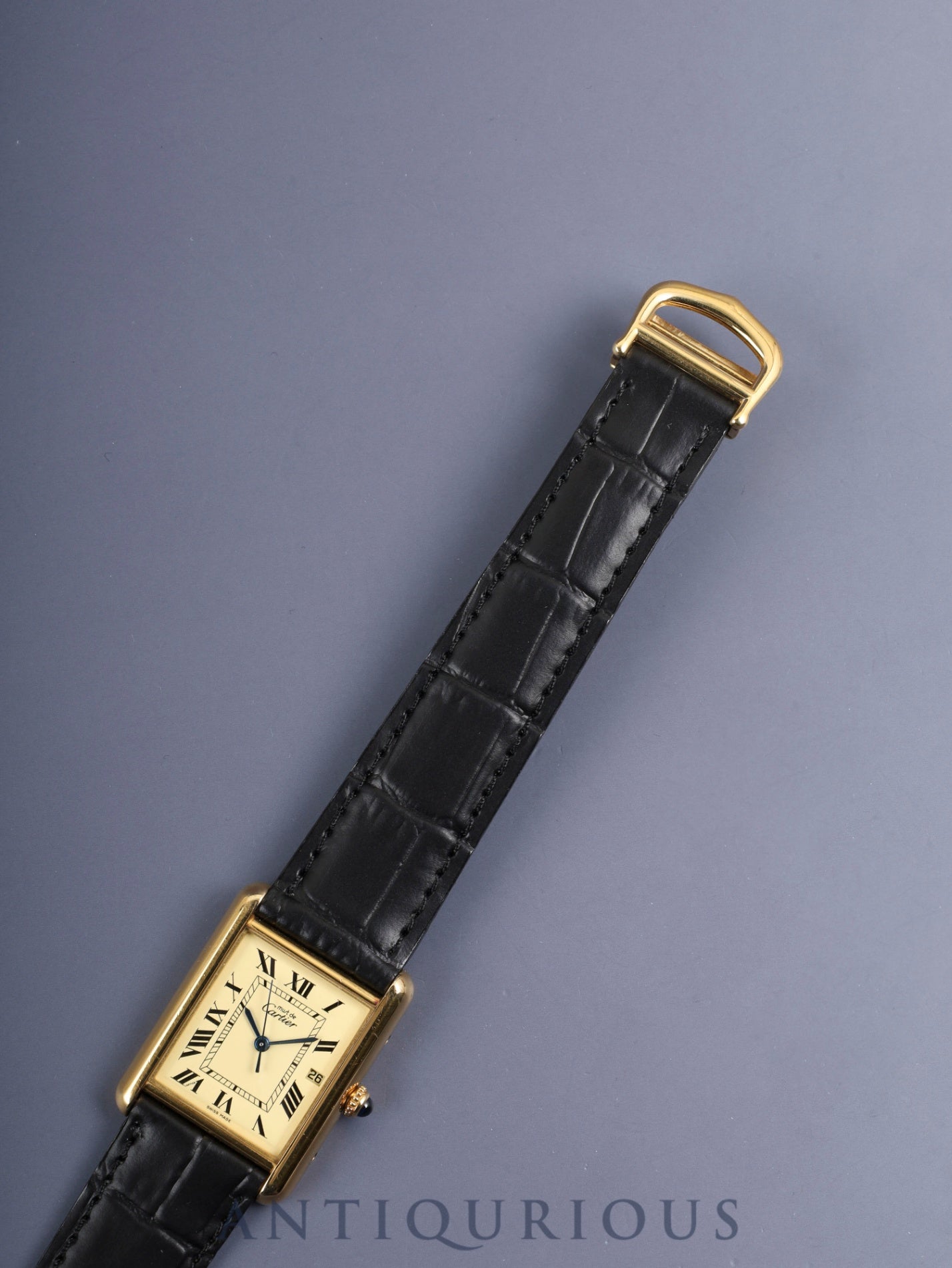 Cartier Must Tank GM (XL) W1017454 / 2413 Quartz Cal.687 SV925 Leather Genuine D-Buckle (GP) Ivory Roman Dial (SWISS MADE) Overhauled