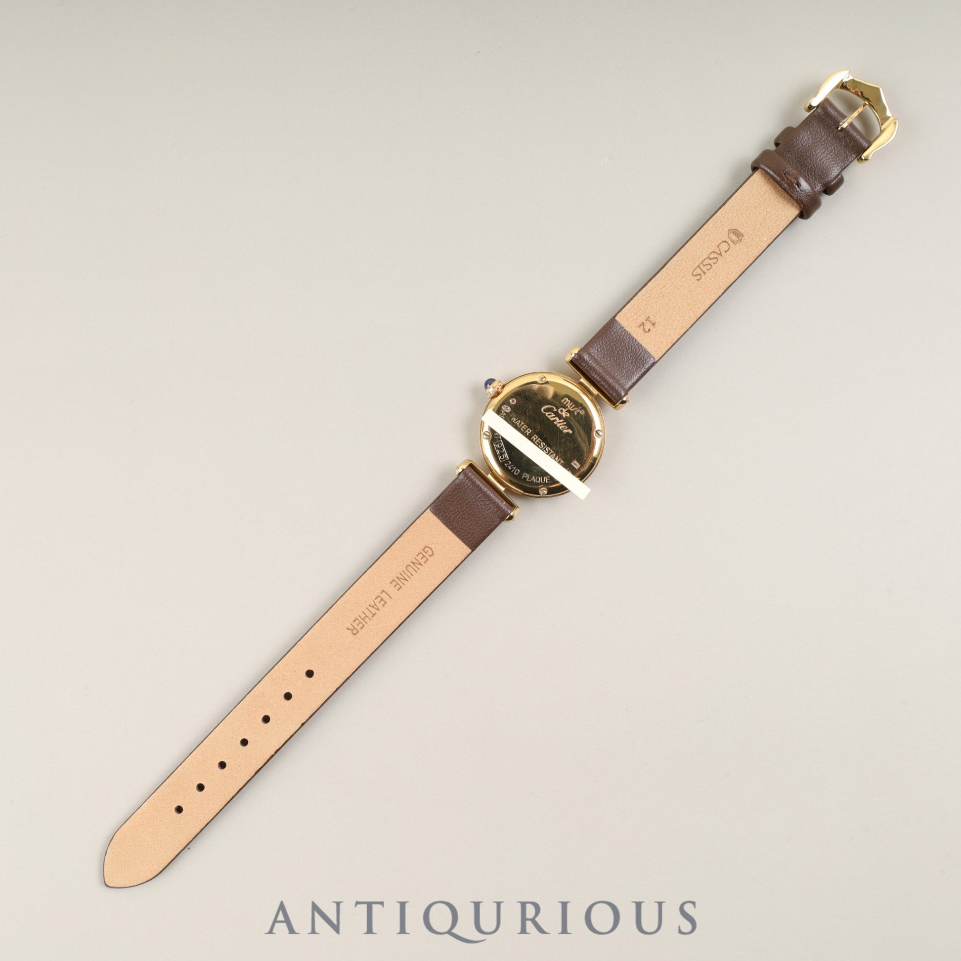 カルティエ マストコリゼ 2410 クォーツ Cal.157 SV925 革 純正尾錠（GP） ホワイト文字盤 24mm 箱 保証書（1999年）オーバーホール済み