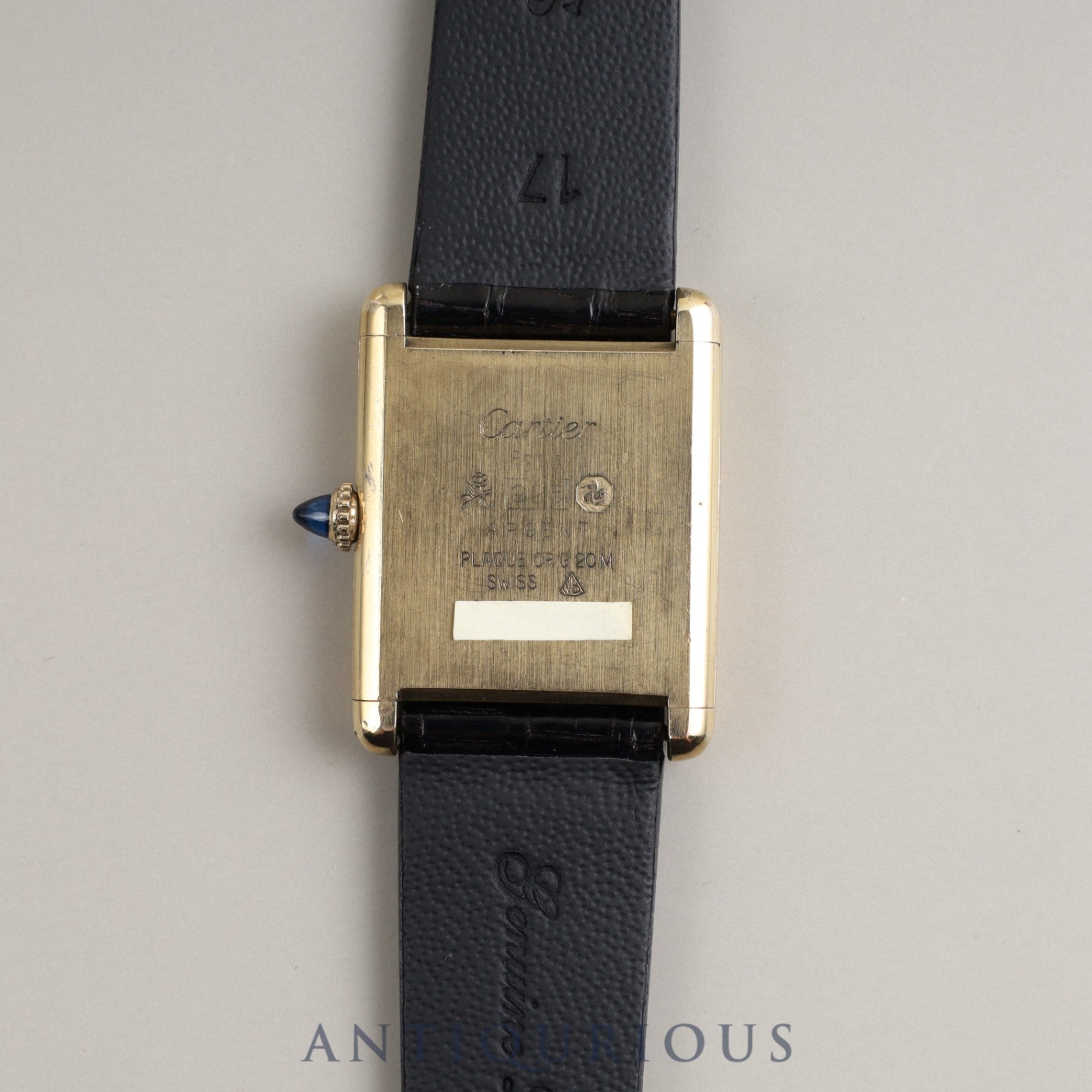 Cartier Must Tank LM Manual Winding Cal.78-1 SV925 Leather Genuine Buckle (GP) Black Roman Dial