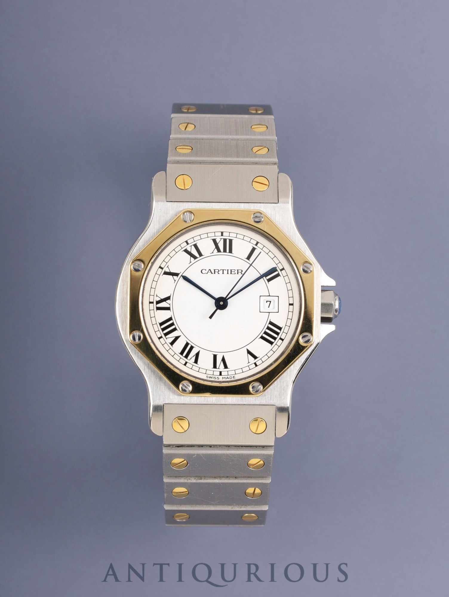 Cartier Santos Octagon LM 81037288 / 2966 Automatic SS/YG SS/YG White Roman Dial (SWISS MADE) Booklet International Lifetime Guarantee (1981) Complete Service (Full Maintenance) completed at Cartier Boutique on 2023/11/17