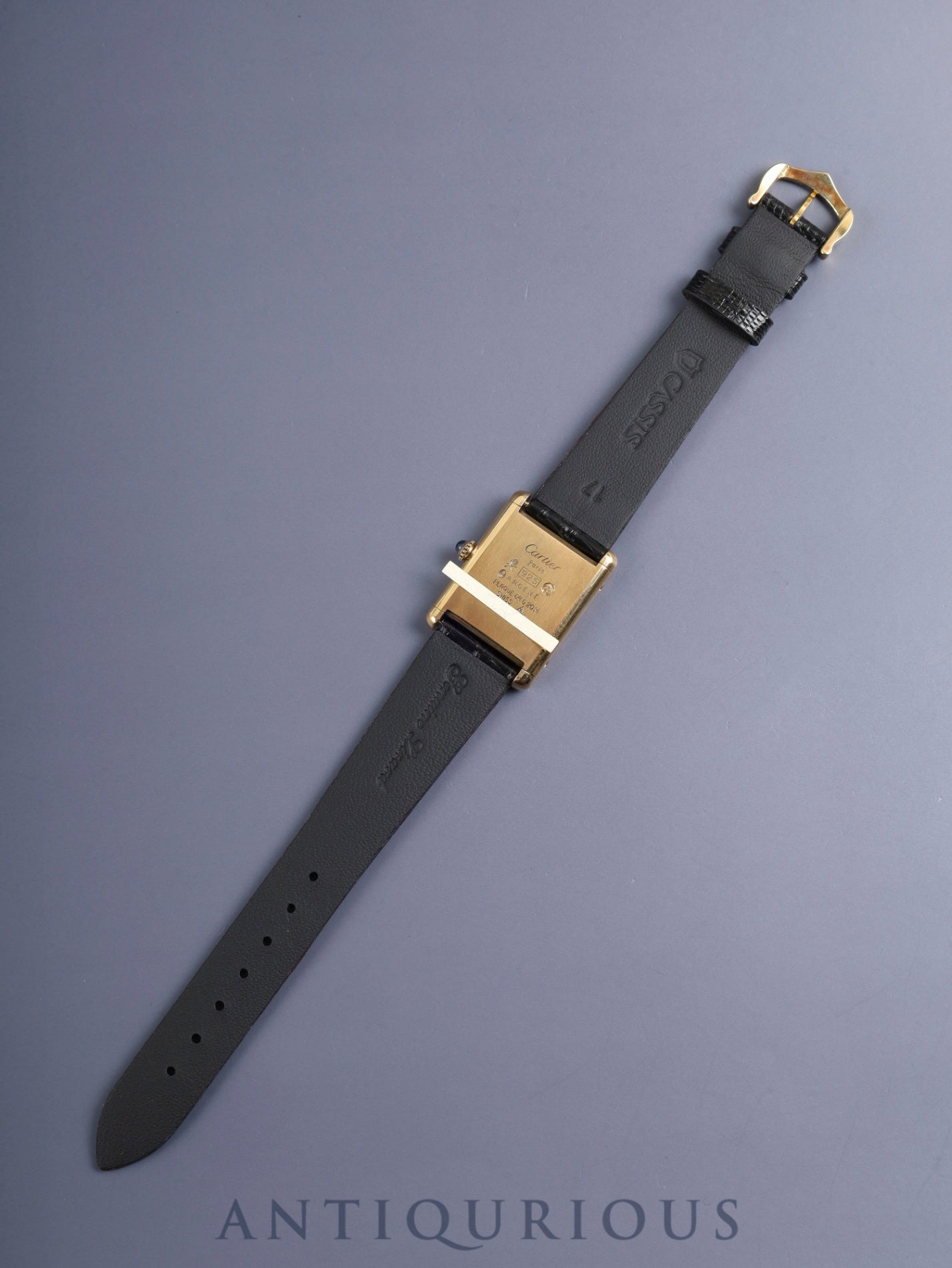 カルティエ マストタンク LM 手巻き Cal.78-1 SV925 革 純正ピンバックル（GP）オニキス文字盤（SWISS表記） オーバーホール済み
