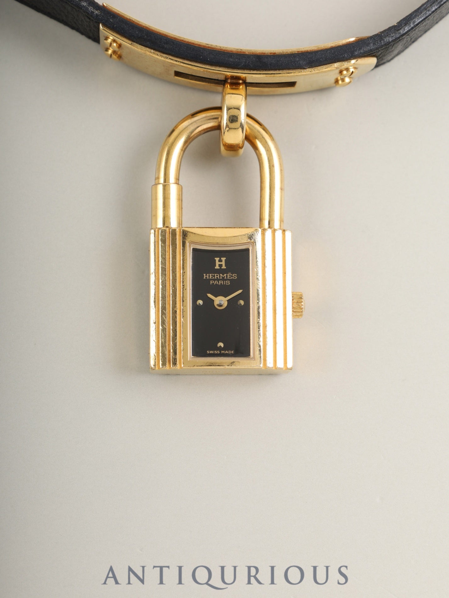 エルメス ケリーウォッチ KE1.201 クォーツ Cal.- GP 純正革ベルト（□B刻印：1998年 ）純正ピンバックル（GP）オニキス文字盤 箱 冊子 保証書（無記載）オーバーホール済み