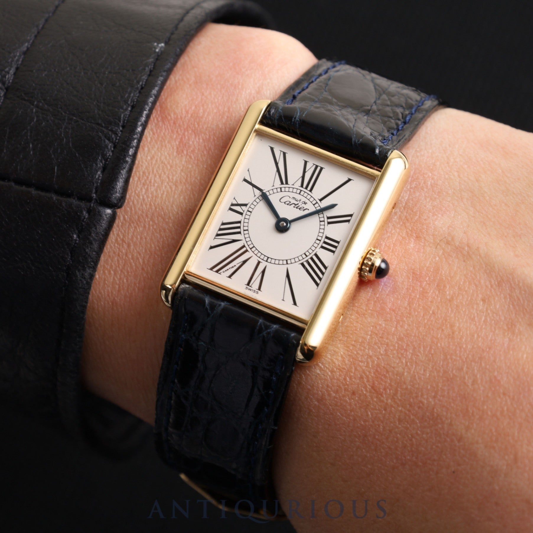 Cartier Must Tank LM 1615 Quartz Cal.90 SV925 Genuine leather strap Genuine D buckle (GP) Opalan dial Overhauled