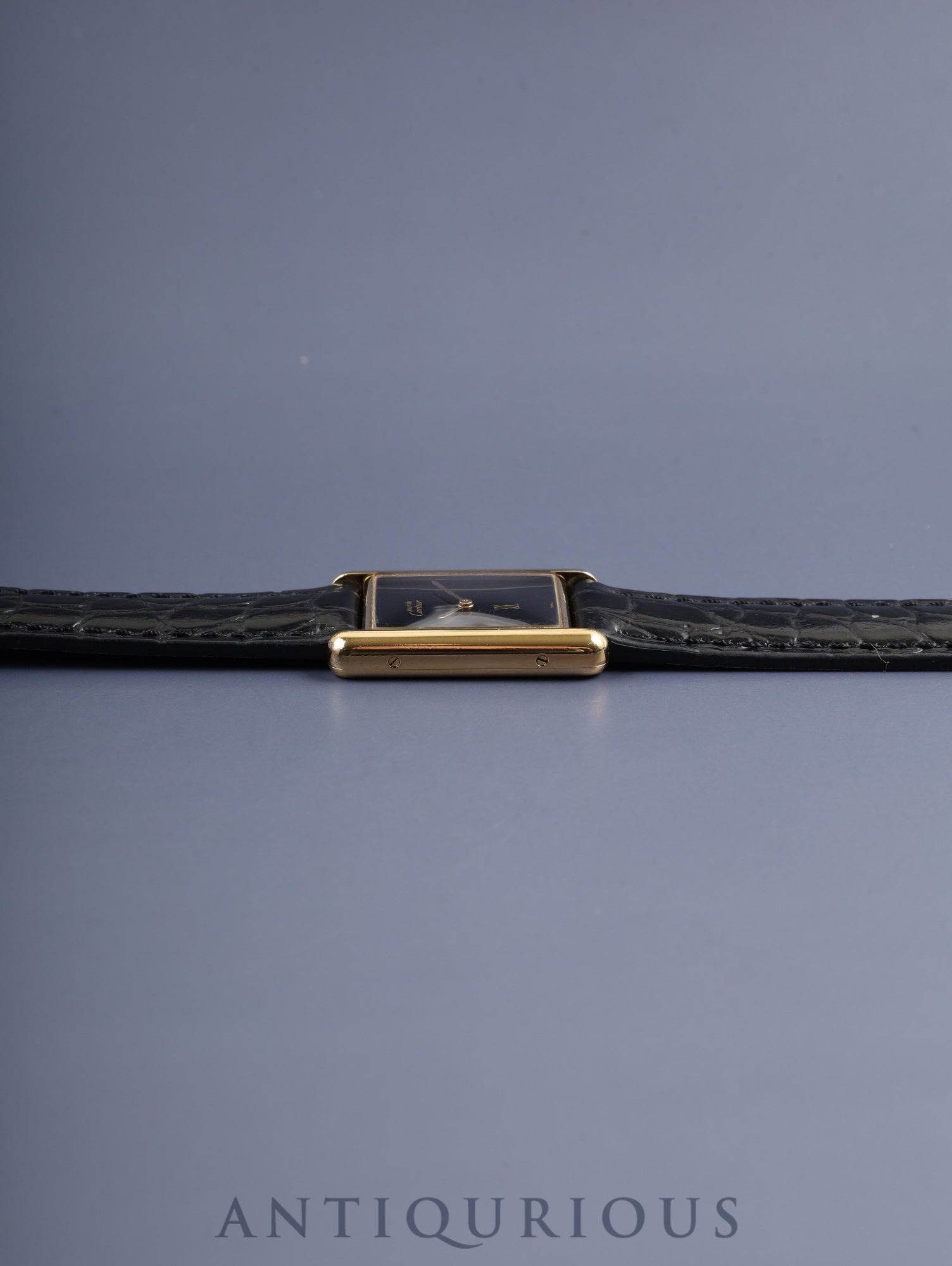 カルティエ マストタンク LM 6 81006 クォーツ Cal.81 SV925 革 純正尾錠（GP） オニキス文字盤 箱 冊子 保証書（1987年） タグ オーバーホール済み