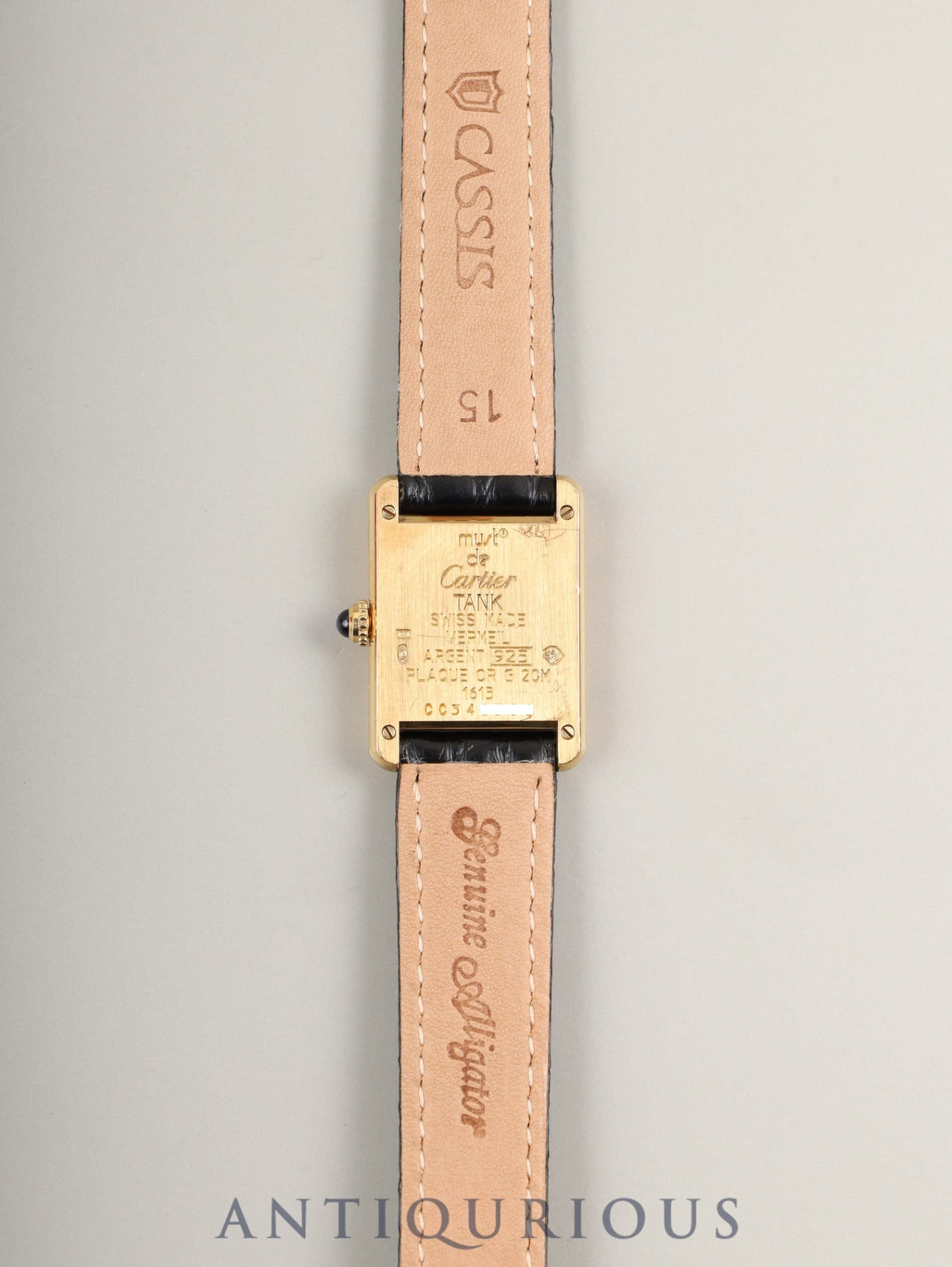 カルティエ マストタンク SM W1003154 / 1613 クォーツ Cal.057 SV925 革 純正Dバックル（GP） アイボリーローマン文字盤 箱 オーバーホール済み