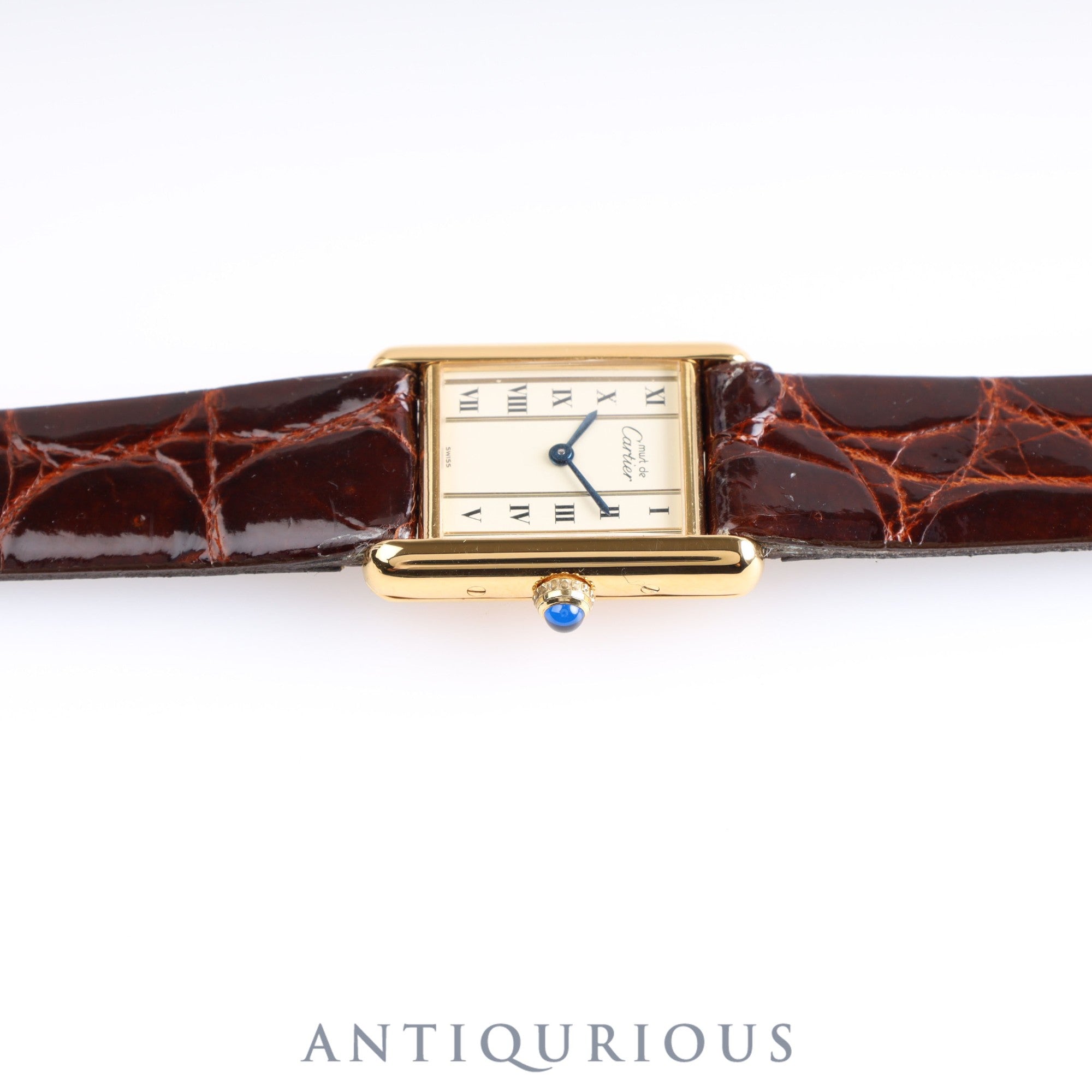 CARTIER Must Tank SM Straight Roman Dial 5057001 925 Leather Genuine Buckle (GP) Quartz Mid 1980s - 1994