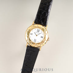 Tiffany Round Quartz Cal.6.20 18KT Leather Genuine Buckle (18K) White Roman Dial Overhauled
