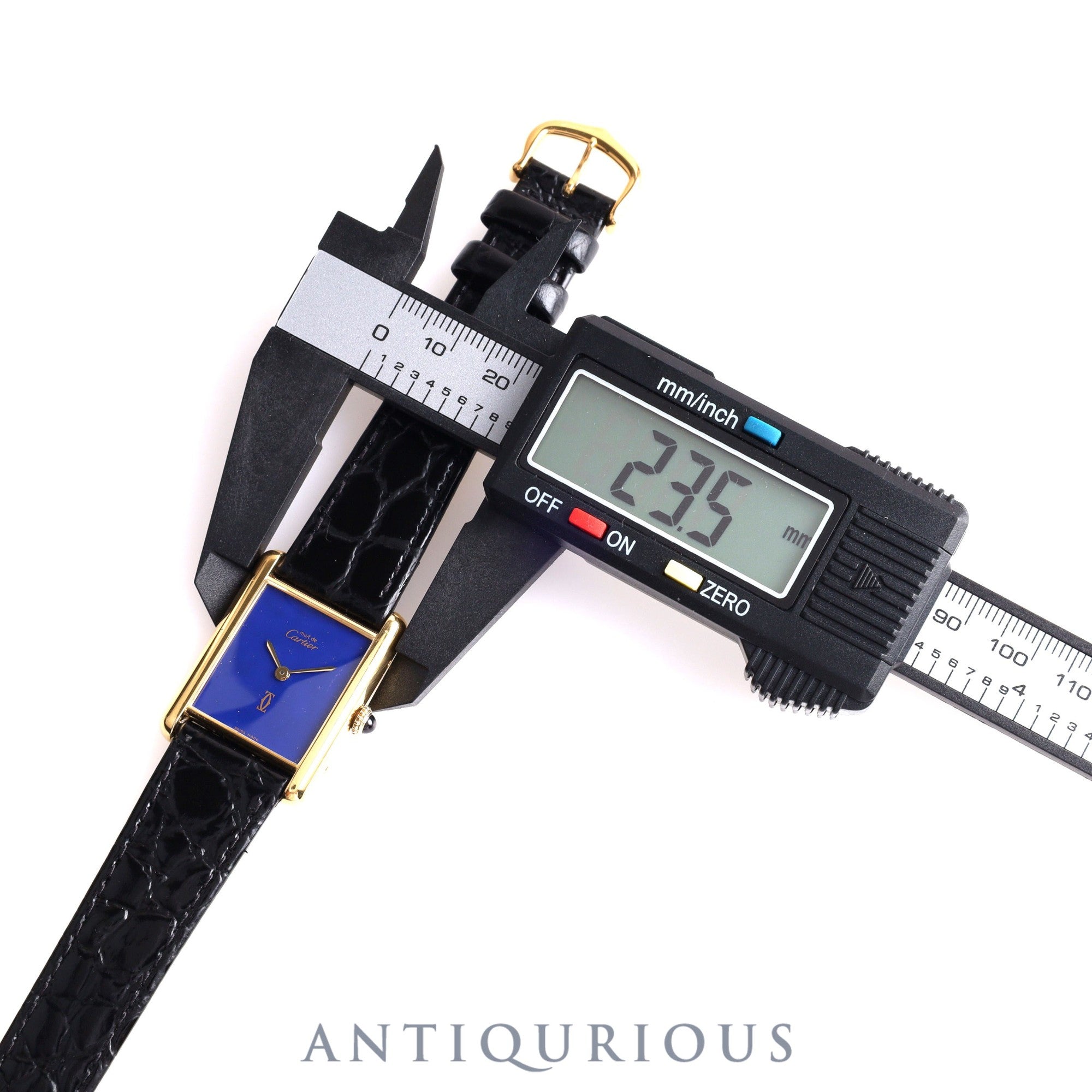 CARTIER Must Tank LM Manual winding SV925 Leather Genuine buckle Lapis lazuli dial Cartier boutique complete service