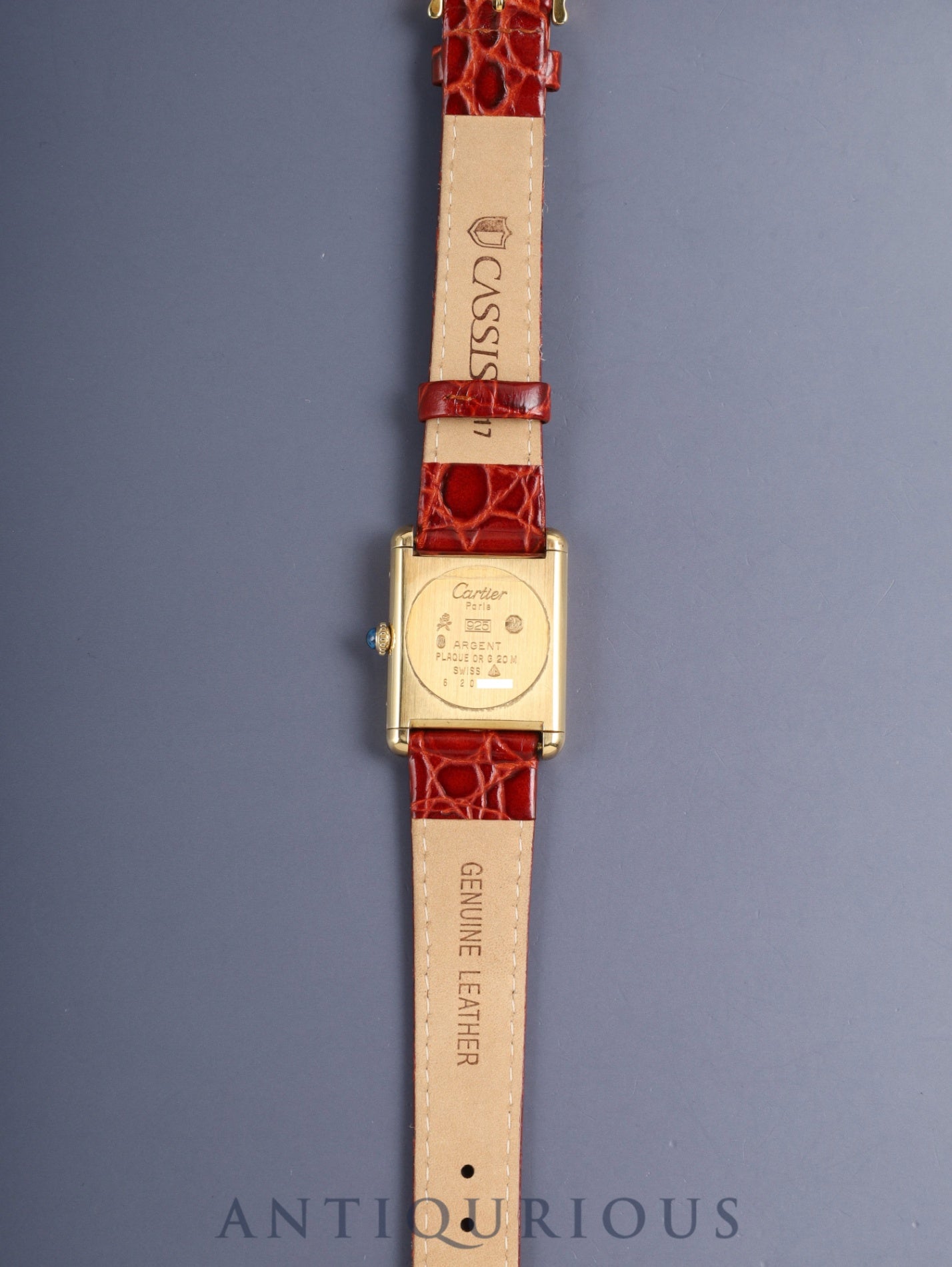 カルティエ マストタンク LM 手巻き Cal.78-1 SV925 革 純正ピンバックル（GP）ガーネットダイアル ボルドー文字盤（SWISS表記）オーバーホール済み