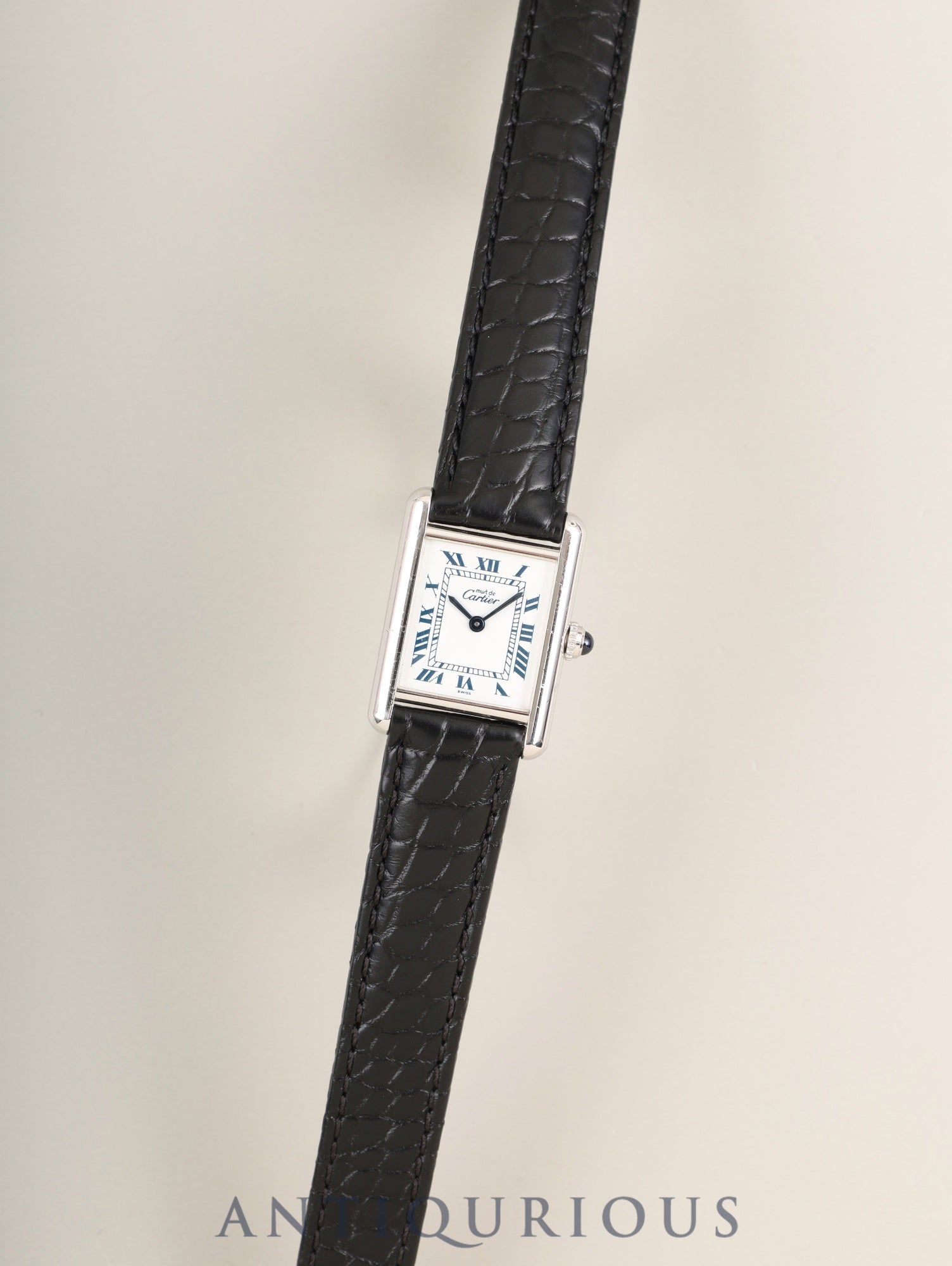 Cartier Must Tank SM 1614 Quartz Cal.057 SV925 Leather Genuine D-Buckle (SS) White Roman Dial (SWISS marking) Box, Manuals, Warranty Card (1996) Overhauled