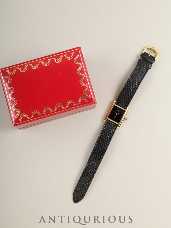 Cartier Must Tank SM Manual winding Cal.78-1 SV925 Genuine leather strap Genuine pin buckle (GP) Onyx dial (SWISS notation) Box Overhauled