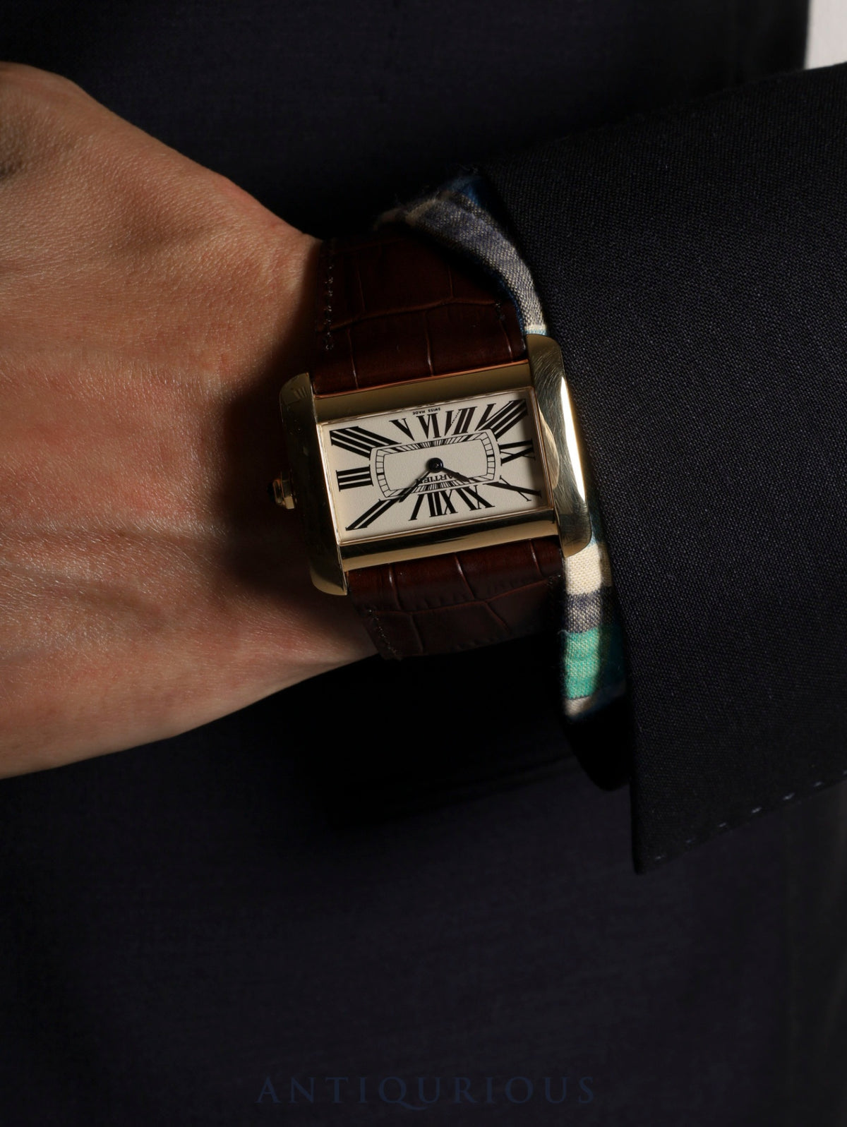 Cartier Tank Divan LM W6300556 / 2602 Quartz Cal.690 750YG Leather Original Pin Buckle (750YG) Ivory Roman Dial (SWISS MADE marking) Overhauled