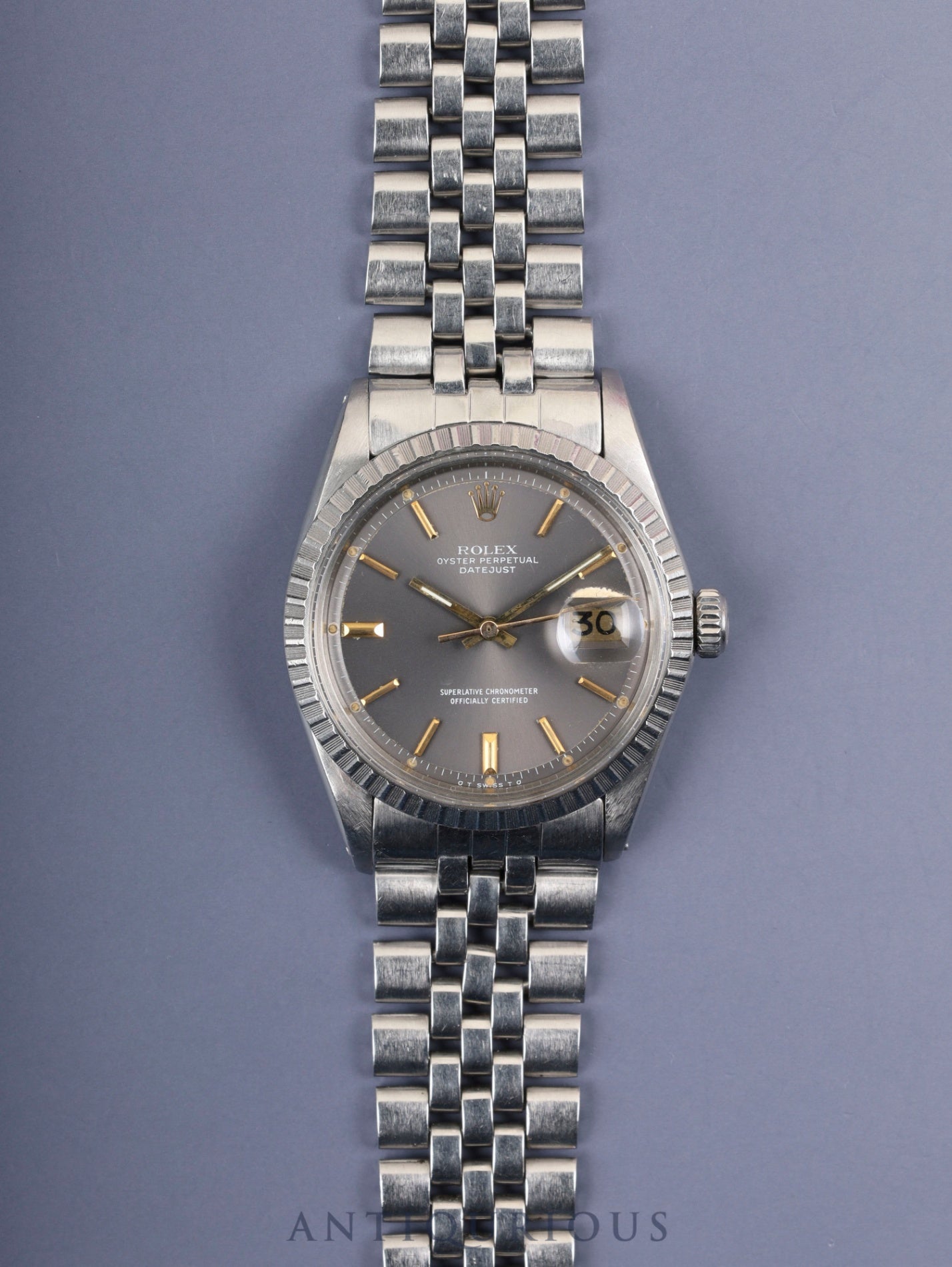 ロレックス デイトジャスト 1603 自動巻き Cal.1570 SS SS シグマダイヤル グレー文字盤 36mm 36番（1972年）オーバーホール済み