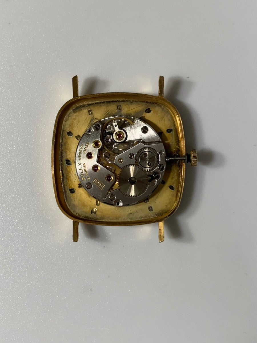 ロレックス チェリーニ 4114 手巻き Cal.1601 750YG 革 純正尾錠（GP）シャンパン文字盤 42番台（1975年）オーバーホール済み