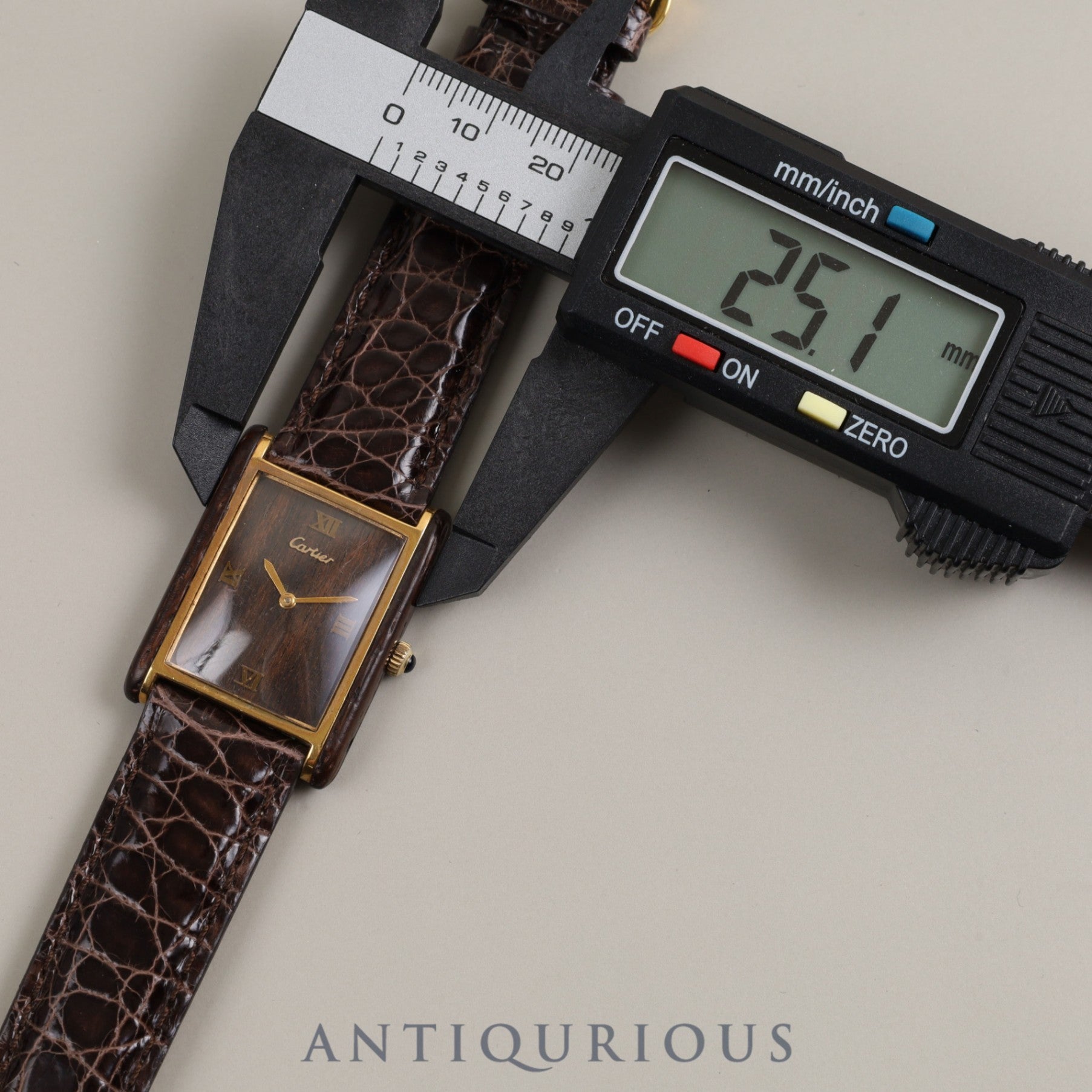 CARTIER ORGANIC TANK WOOD 21611 Manual winding Cal.78-1 GP Leather Wood dial Made between 1975 and 1976 Limited to 3,000 pieces at Cartier boutiques