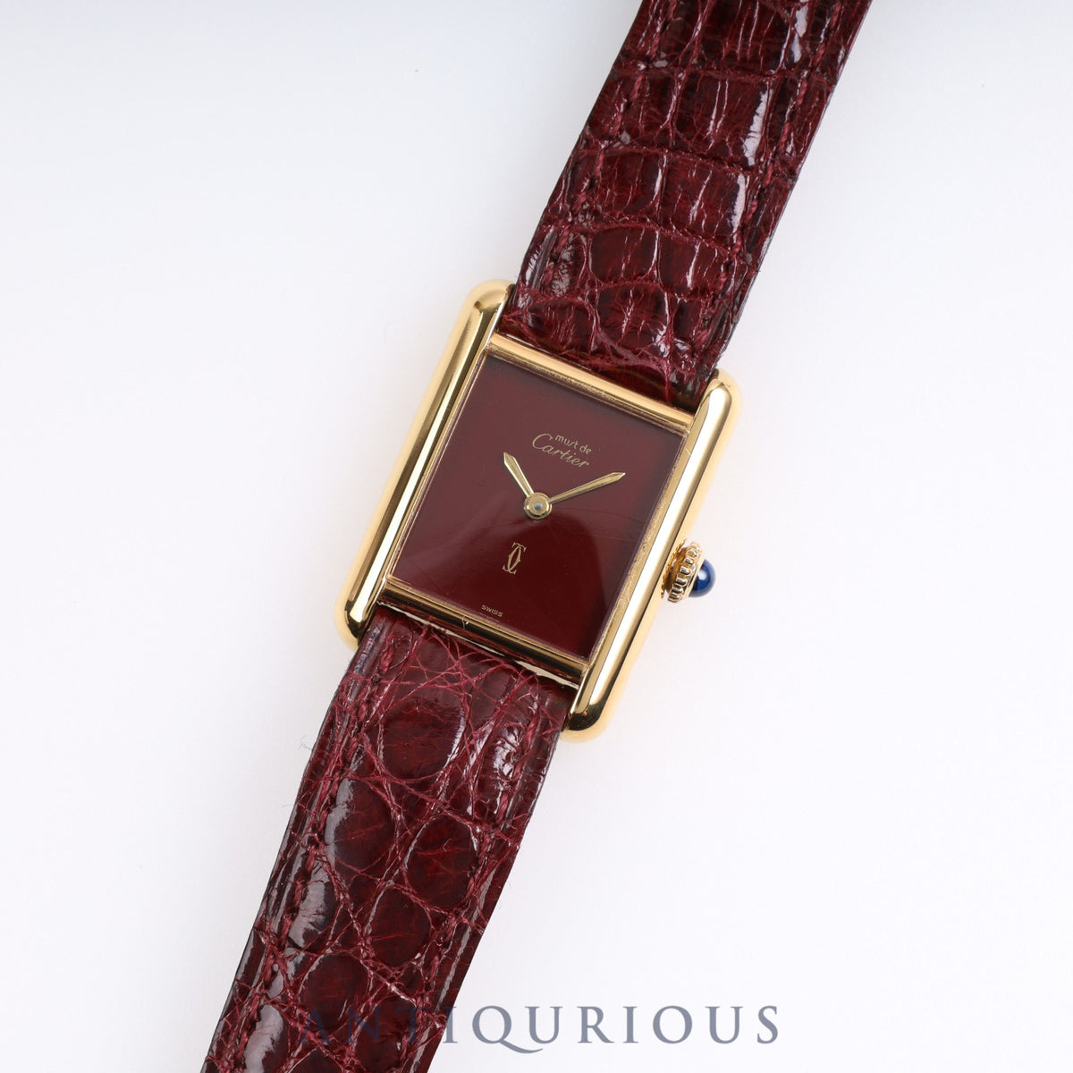 Cartier Must Tank SM Manual winding Bordeaux dial Genuine buckle Genuine belt