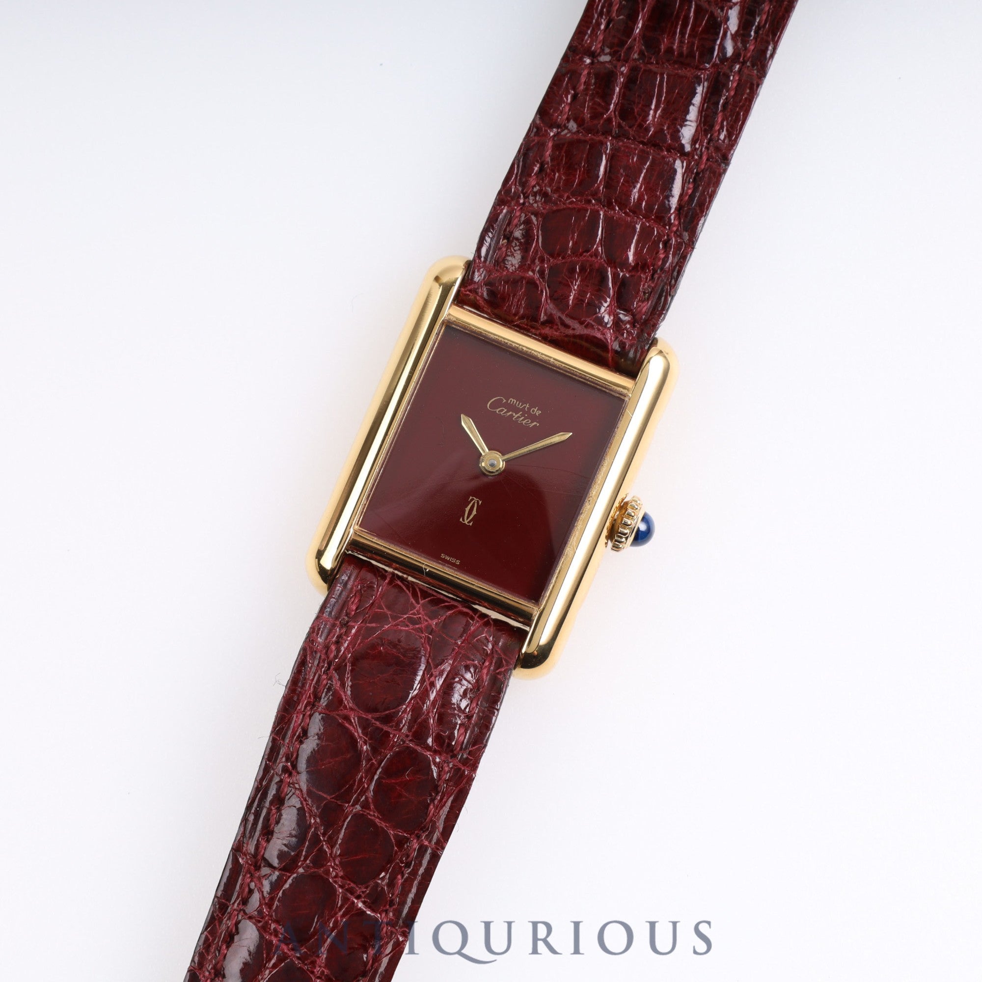 CARTIER Must Tank SM Manual winding Bordeaux Dial Genuine buckle Genuine belt