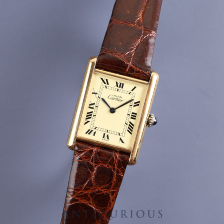 CARTIER MUST TANK LM Manual winding Cal.78-1 925 Leather Genuine buckle (GP) Ivory Roman dial Overhauled