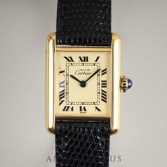 Cartier Must Tank SM Manual winding Cal.78-1 SV925 Genuine leather strap Genuine buckle (GP) Ivory Roman dial Overhauled and refinished to like new condition