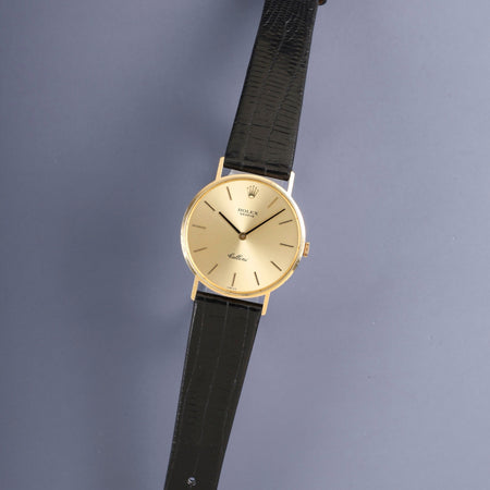 Rolex Cellini 3833 Manual Winding Cal.1600 750 Leather Genuine Buckle (GP) Champagne Dial 31 Serial (1971) Overhauled