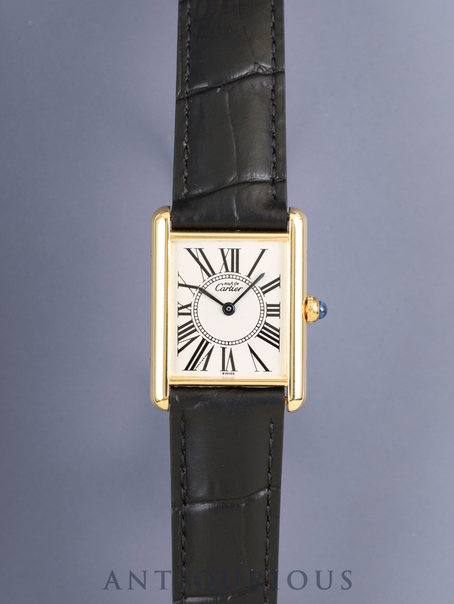 Cartier Must Tank LM 590005 Quartz Cal.90 SV925 Leather Genuine D-Buckle (GP) Opaline Dial (SWISS marking) Overhauled Polished