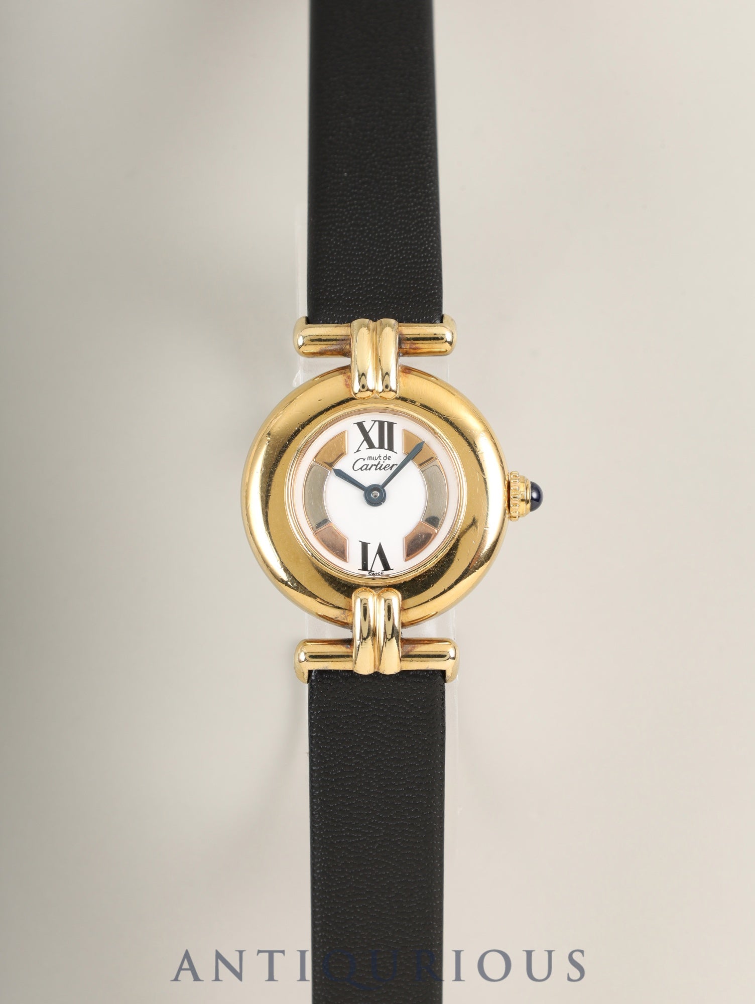 Cartier Must Colisee W1006654 / 590002 Quartz Caliber 90 SV925 Leather Genuine Pin Buckle (GP) Side Trinity Dial Box Booklet Warranty (1994) Overhauled