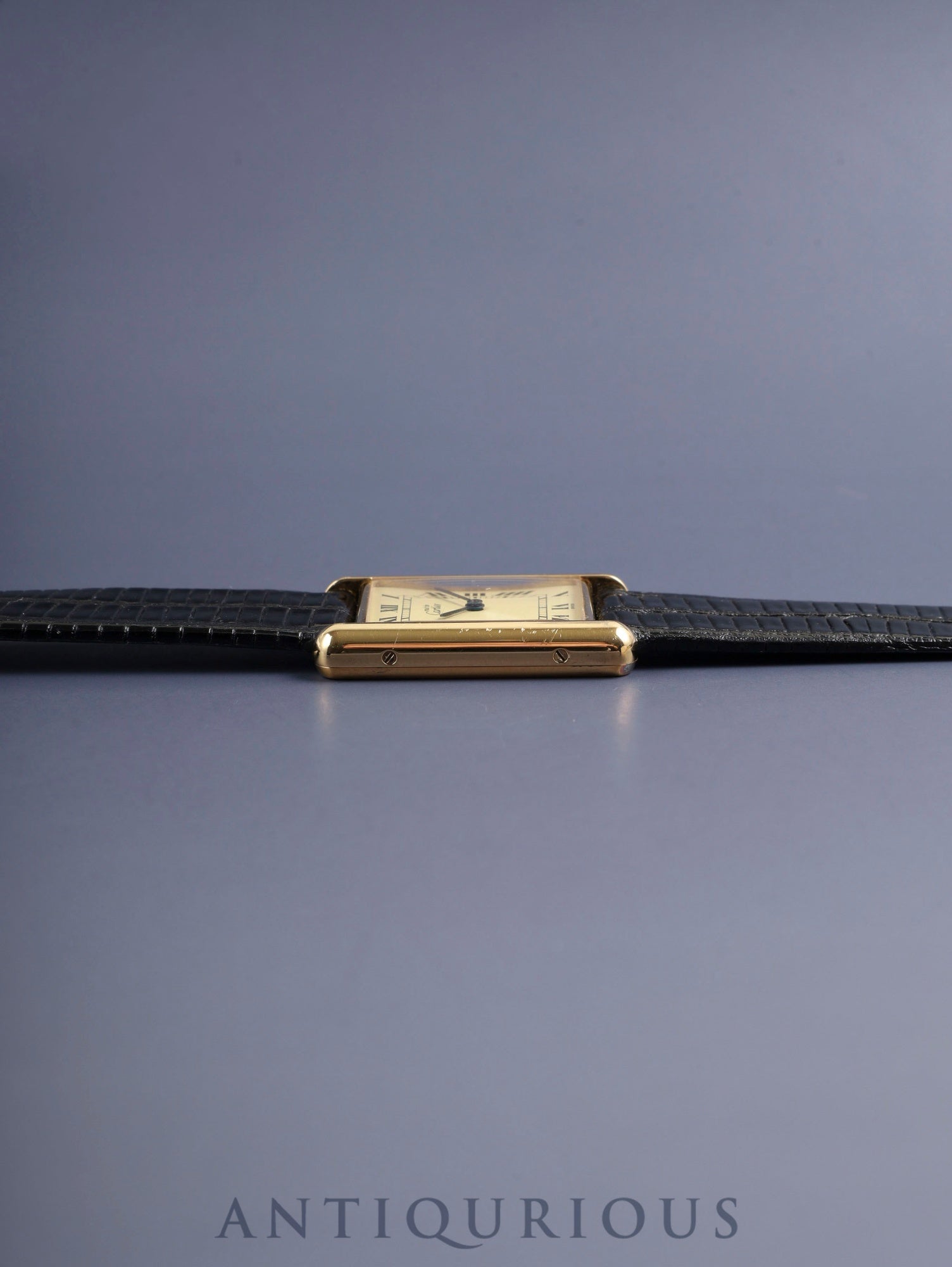 カルティエ マストタンク LM 590005 クォーツ  Cal.90 SV925 革 純正ピンバックル（GP）アイボリーローマン文字盤（SWISS表記）箱 冊子 保証書（1987年） オーバーホール済み