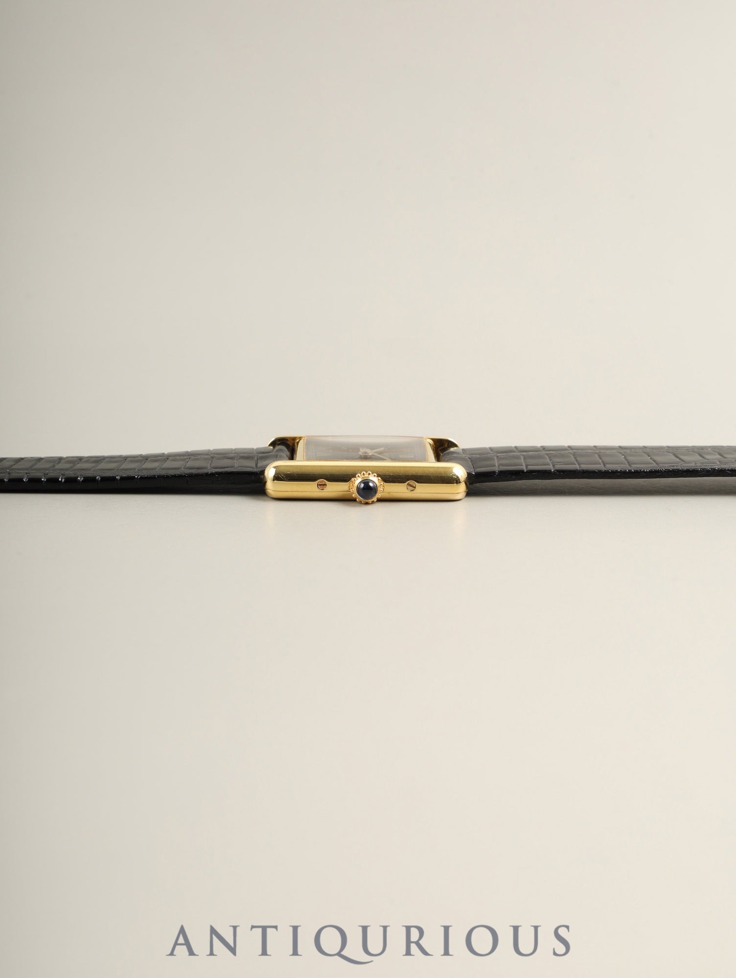 Cartier Must Tank SM 557051 Quartz Cal.057 SV925 Leather Genuine Pin Buckle (GP) Black Roman Dial (SWISS marking) Overhauled Polished