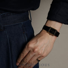 Cartier Must Tank LM Manual winding Cal.78-1 SV925 Leather Genuine buckle (GP) Onyx dial Overhauled
