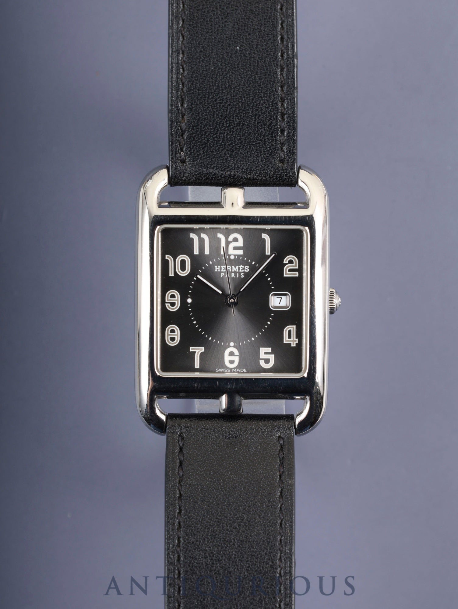 Hermès Cape Cod CC2.710 Quartz Cal.- SS Original Leather Strap (□O engraving: 2011) Original Pin Buckle (SS) Gray Arabic Dial Overhauled