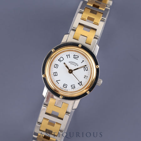 HERMES CLIPPER Quartz SS/GP White Dial 24.0mm