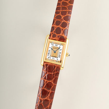 カルティエ マストタンク SM 3 66001 クォーツ Cal.66 SV925 革 純正ピンバックル（GP） フロントトリニティ文字盤（SWISS表記）  オーバーホール済み 新品仕上げ済み