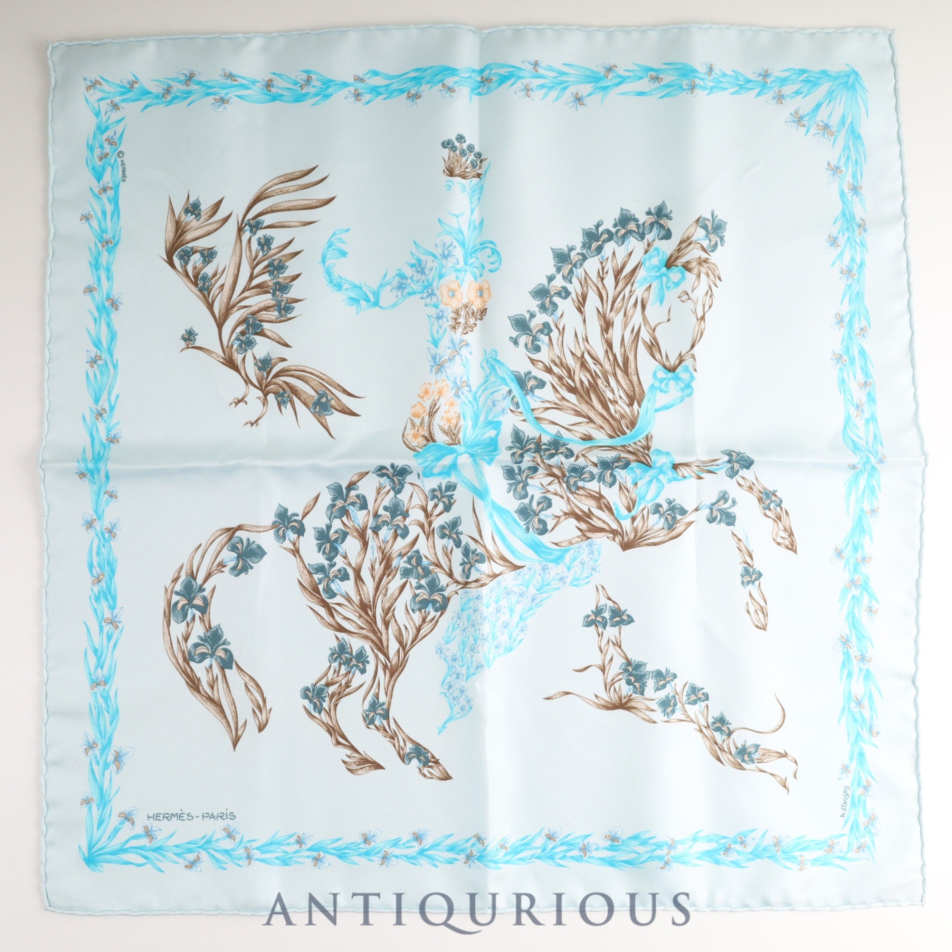 Hermes Scarf Carre 45 Flowering Horse SILK 100%