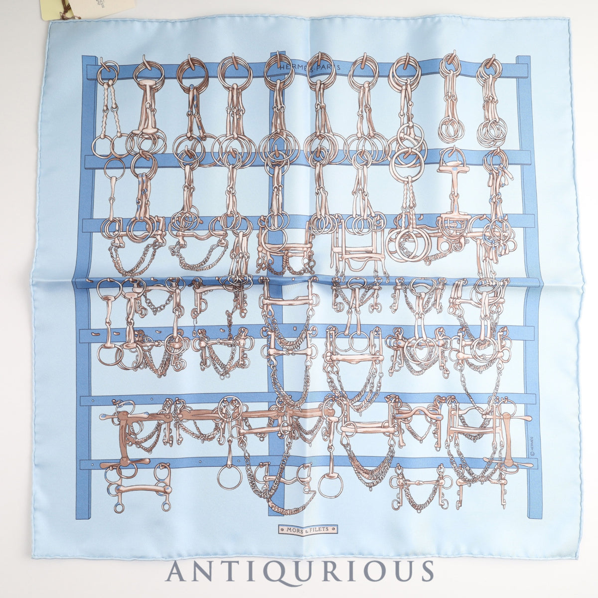 エルメス スカーフ カレ45 馬具とビット SILK100% 箱 タグ
