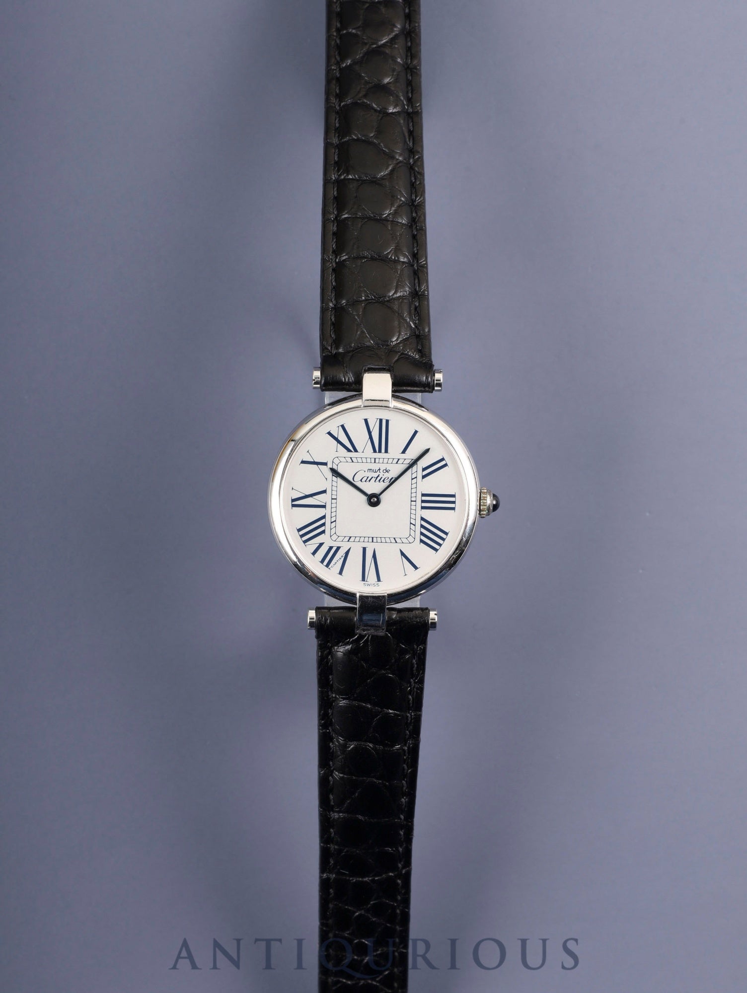 カルティエ マスト ヴァンドーム VLC LM 1860 クォーツ Cal.90.06 SV925 革 純正Dバックル（SS） オパラン文字盤 保証書（1996年）オーバーホール済み