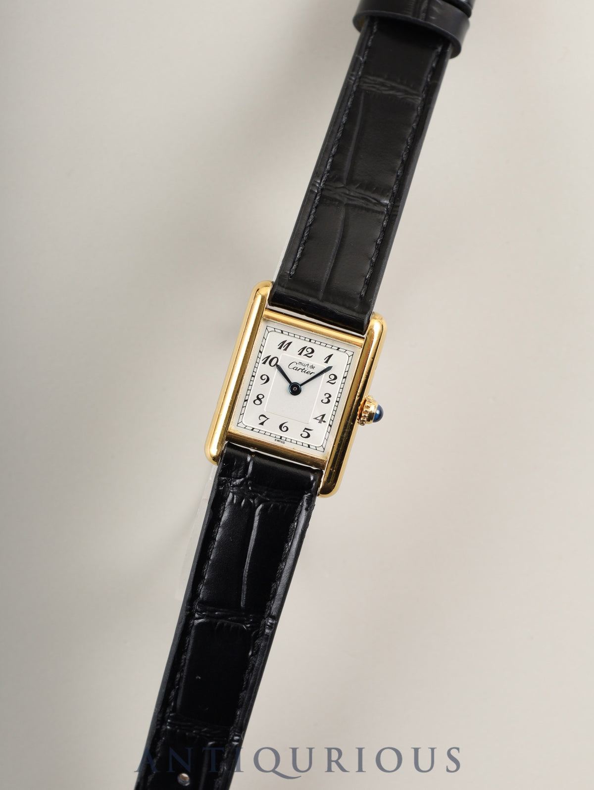 カルティエ マストタンク SM 5057001 クォーツ Cal.057 SV925 革 純正尾錠（GP） アラビア文字盤 オーバーホール済み