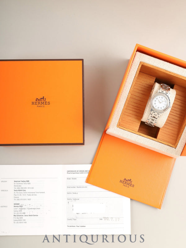 エルメス クリッパー CL4.210 クォーツ SS SS ホワイト文字盤 箱 冊子 保証書（1999年）オーバホール済み