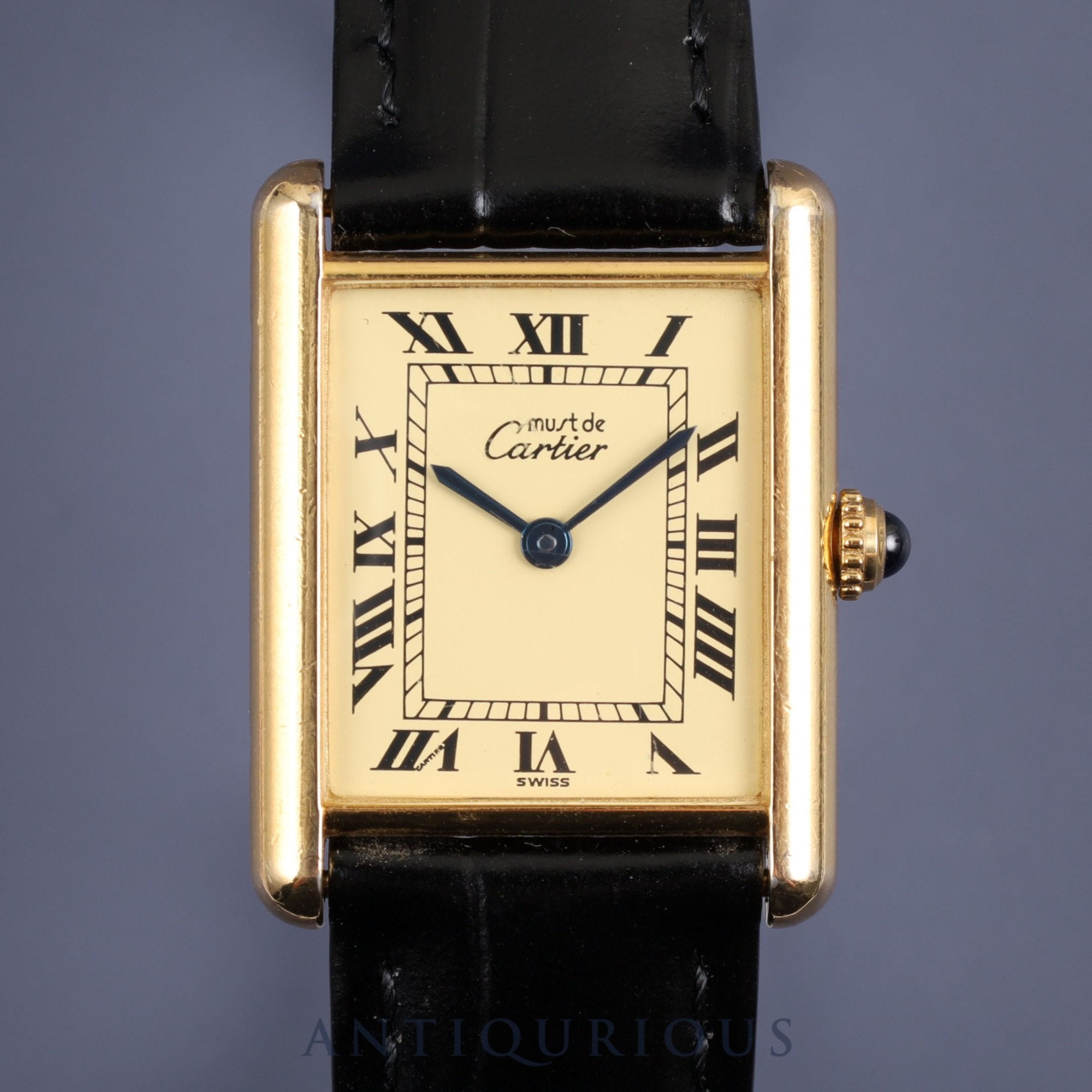 Cartier Must Tank LM W1002754 / 1615 Quartz Cal.90 925 Leather Genuine D-buckle Ivory Roman Overhauled