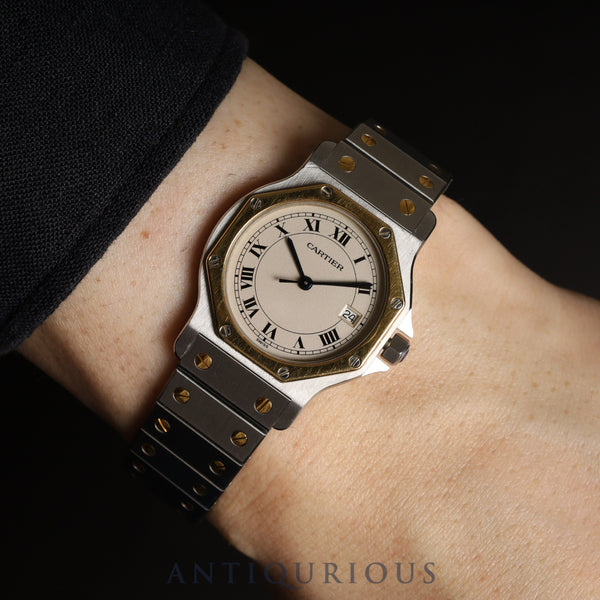 Cartier Santos Octagon LM W2001583 / 187902 Quartz Cal.687 SS/YG SS/YG Ivory Roman Dial Overhauled