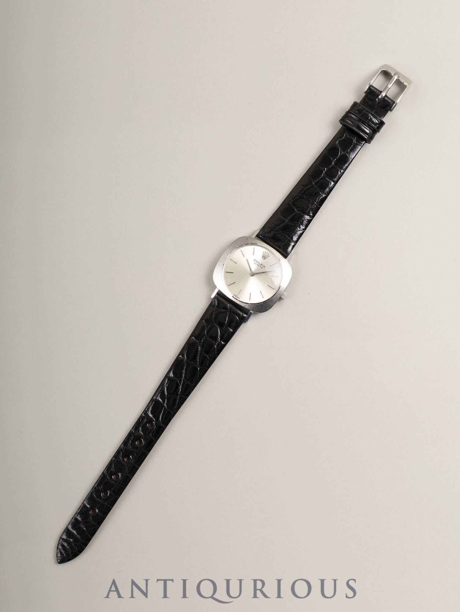 ロレックス チェリーニ 3652 手巻き Cal.1600 750WG 革 社外ピンバックル（SS）シルバー文字盤 15番台（1965年）オーバーホール済み