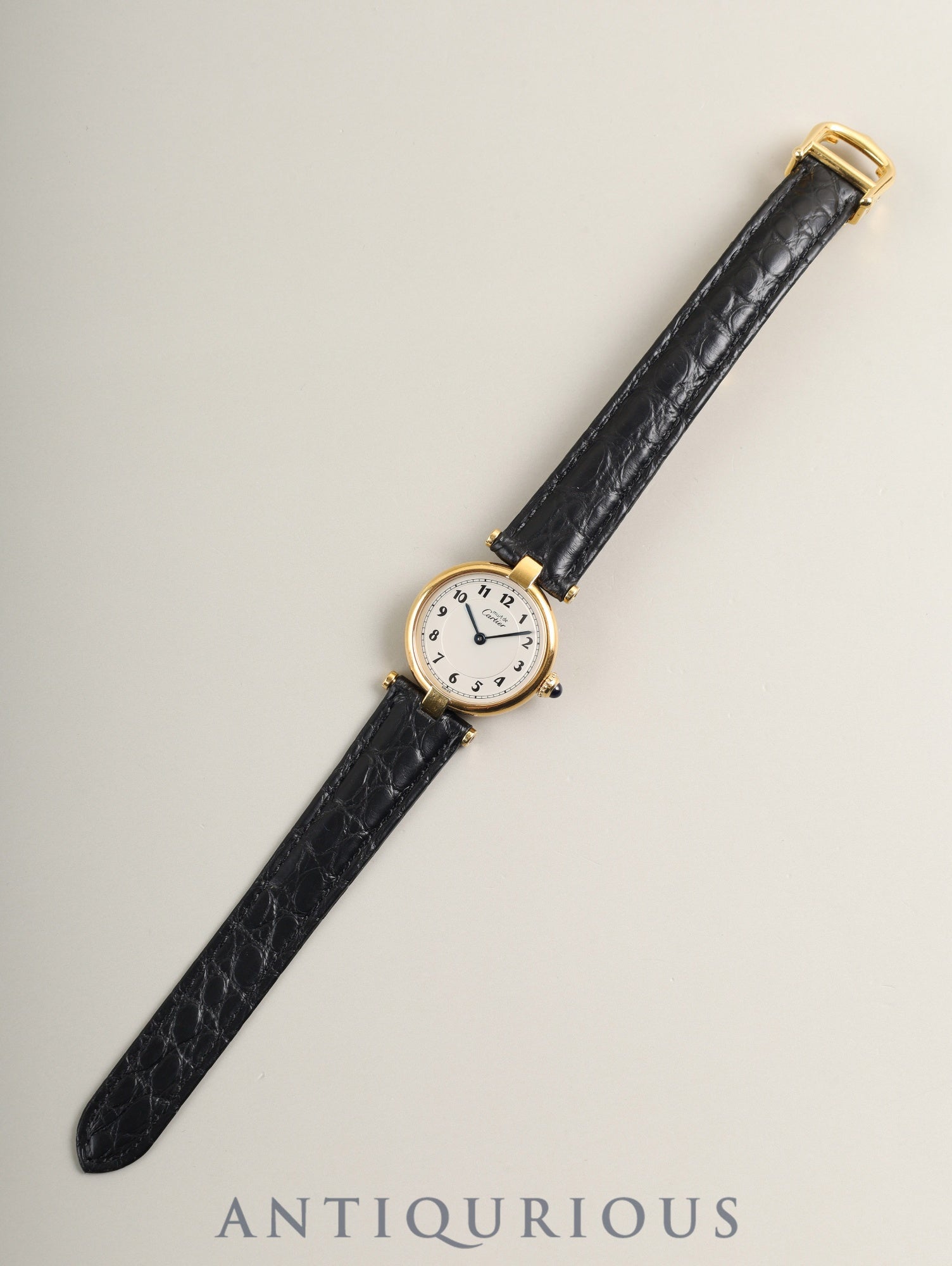 カルティエ マスト ヴァンドーム VLC SM W1002154 / 590004 クォーツ Cal.690 SV925 革 純正Dバックル（GP） アラビア文字盤（SWISS表記）  オーバーホール済み