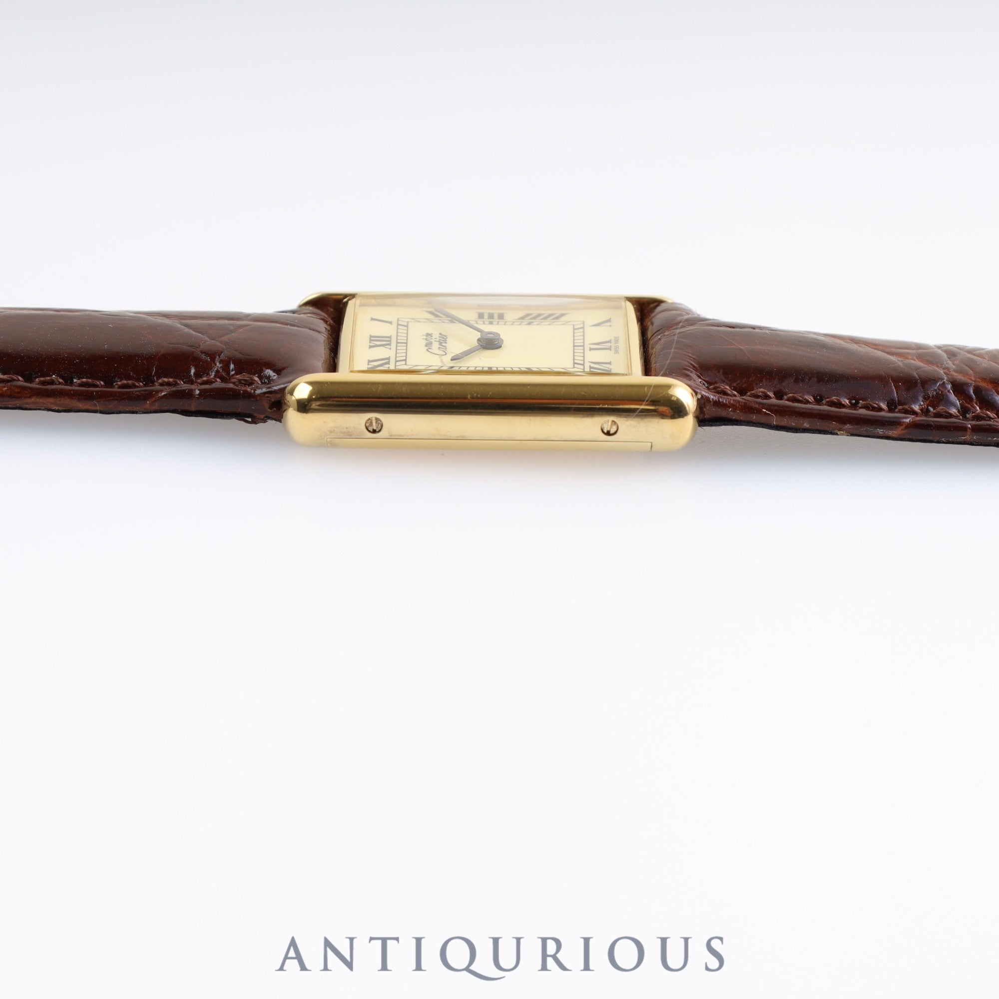 Cartier Must Tank LM Manual winding 925 Leather Genuine buckle (GP) Ivory Roman dial Box Cartier boutique complete service