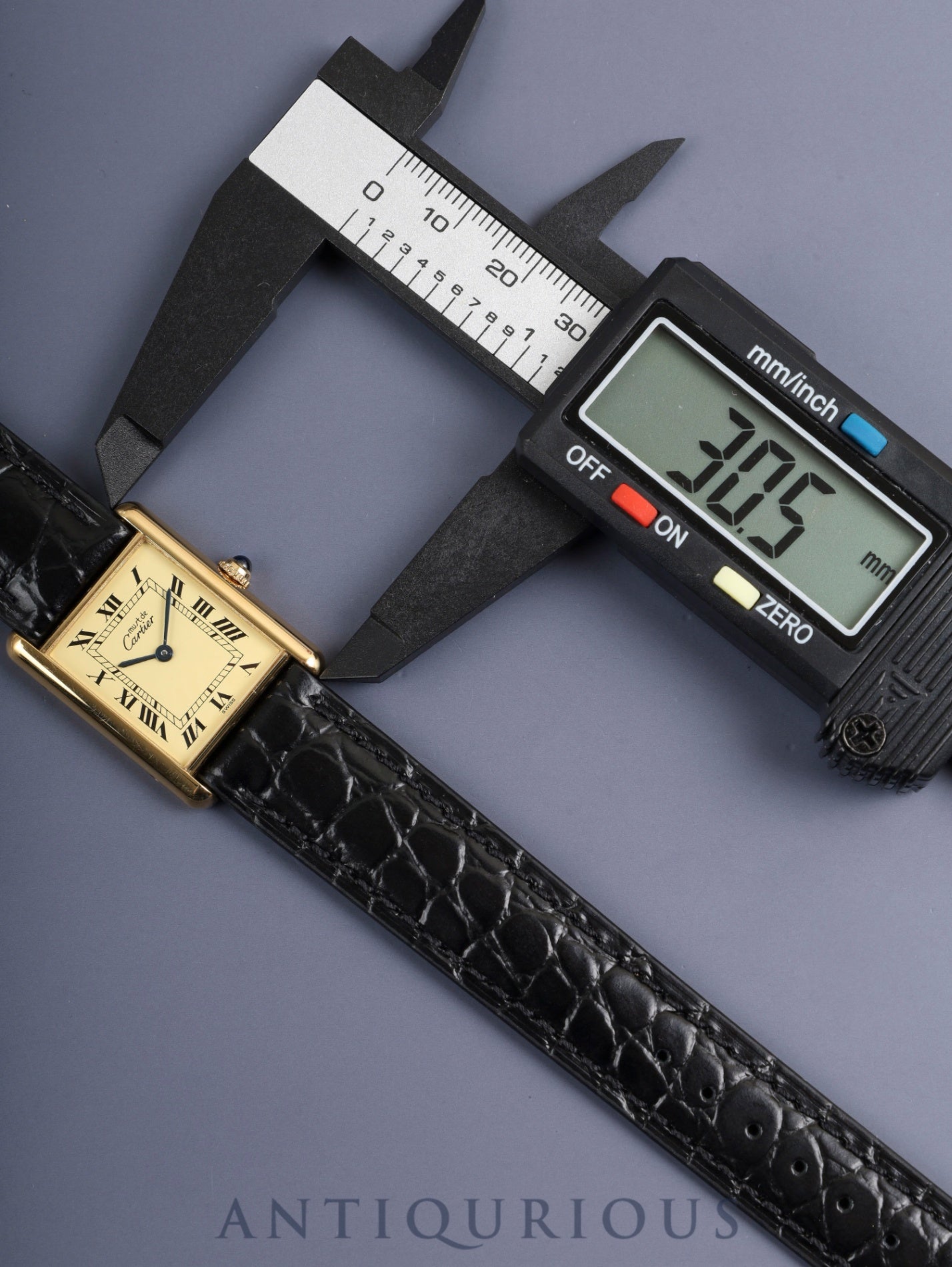 カルティエ マストタンク LM 1615 クォーツ SV925 革 純正尾錠（GP）アイボリーローマン文字盤（SWISS表記） オーバーホール済み