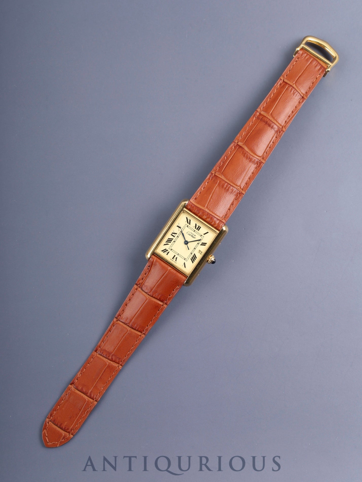 Cartier Must Tank GM (XL) W1017454 / 2413 Quartz Cal.687 SV925 Leather Genuine Deployant Buckle (GP) Ivory Roman Dial (SWISS MADE) Overhauled