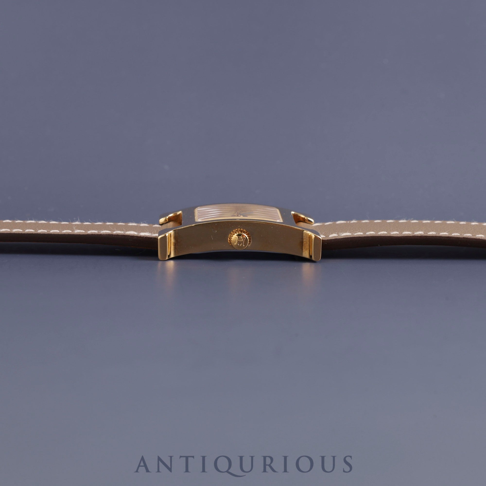 Hermes H Watch HH1.201 Quartz GP Genuine Leather Strap Gold Dial Box Warranty (2004) Overhauled