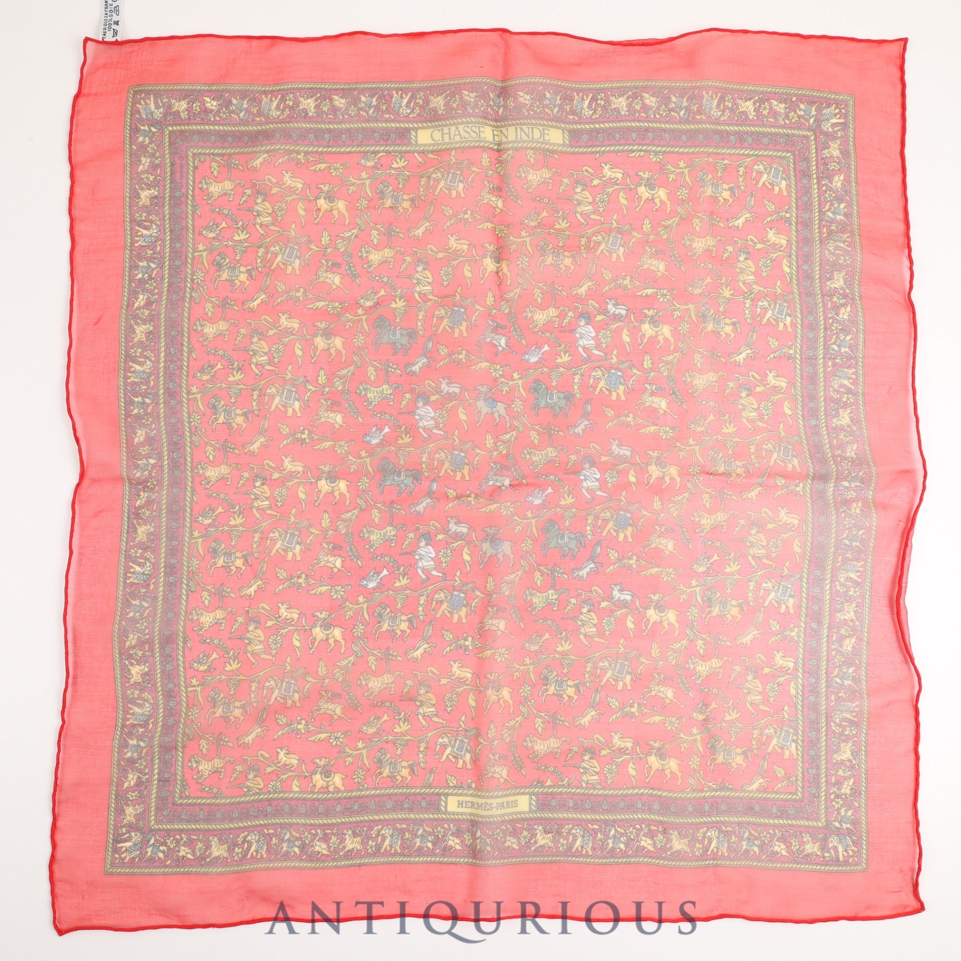 Hermes Scarf Carre 45 CHASSE EN INDE Red SILK100%